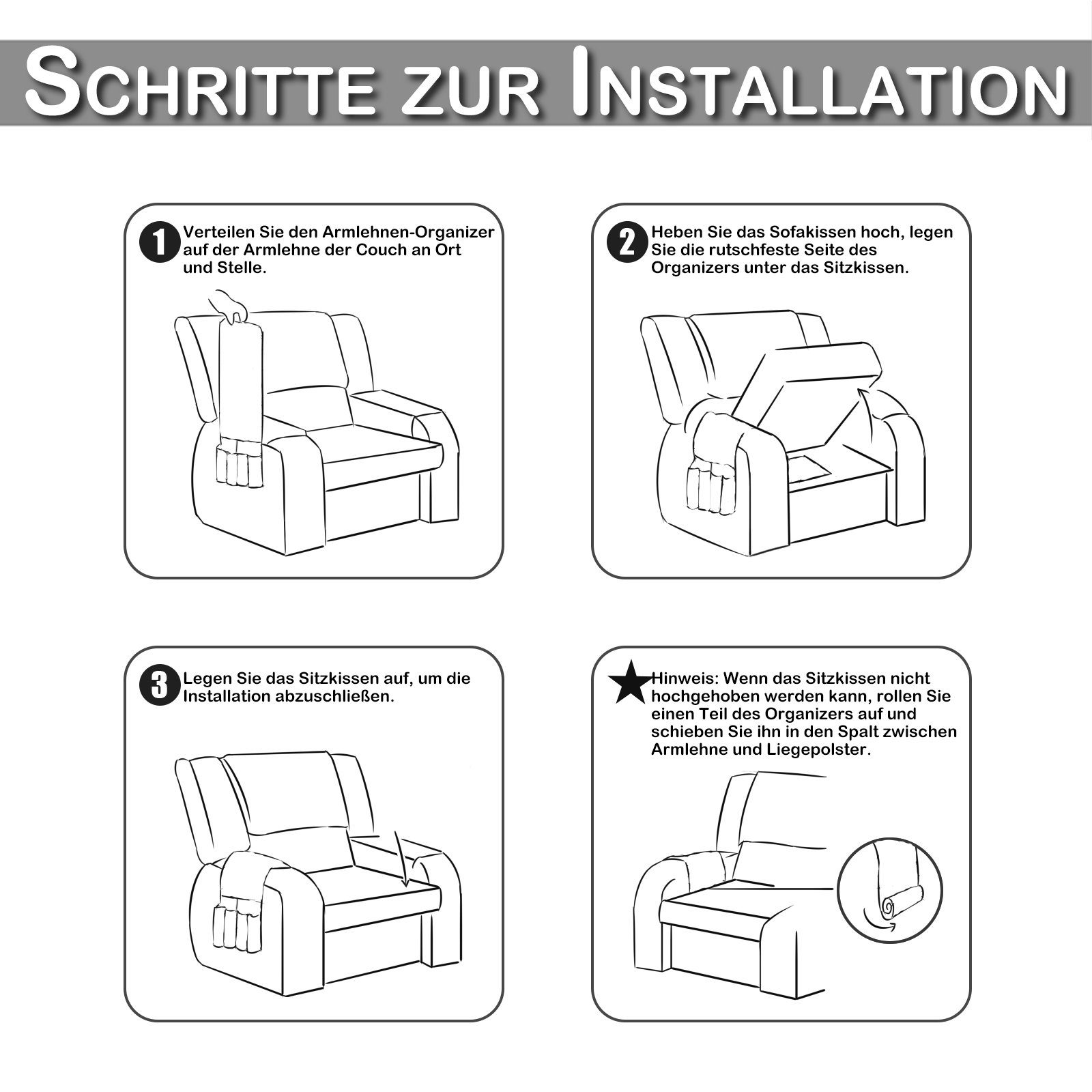 BTTO Sesselschoner Hussen Sessel Armlehnenschoner mit Aufbewahrungstasche Sesselhussen, 1 / 3 er-Pack, 46 x 89 cm,Wasserdicht,5 Farbe