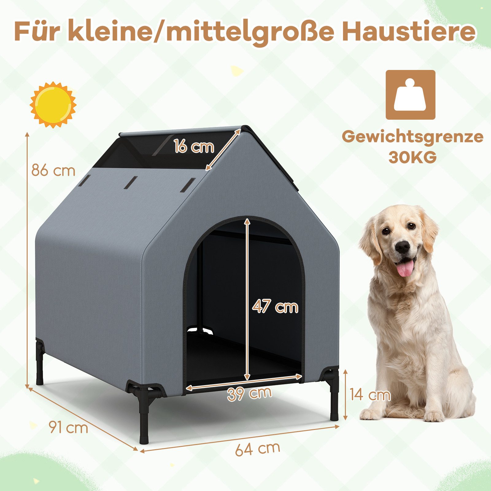 KOMFOTTEU Hundehütte, Hundebett aus Netzgewebe günstig online kaufen
