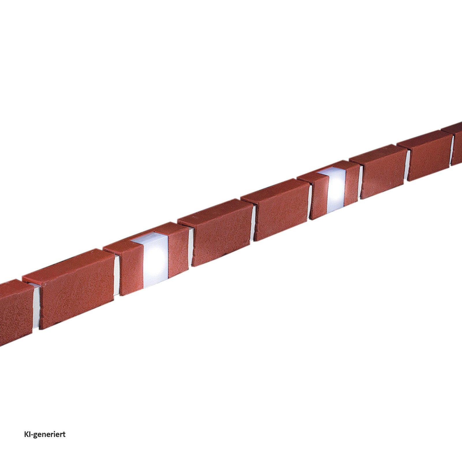 HTI-Living Beetbegrenzung Beeteinfassung 930 cm Ziegelstein mit Beleuchtung, LxH: 23.3x4.5 cm, Set, 40 Module inkl. Solarbeleuchtung, Zierzaun Beetumrandung Beetbegrenzung