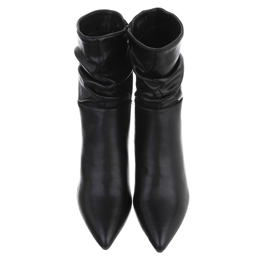 Ital-Design Damen Stiefelette mit High Heel und gerafftem Schaft Stiefelette (92002554) Pfennig-/Stilettoabsatz Stiefeletten in Schwarz – Bild 4 von 5
