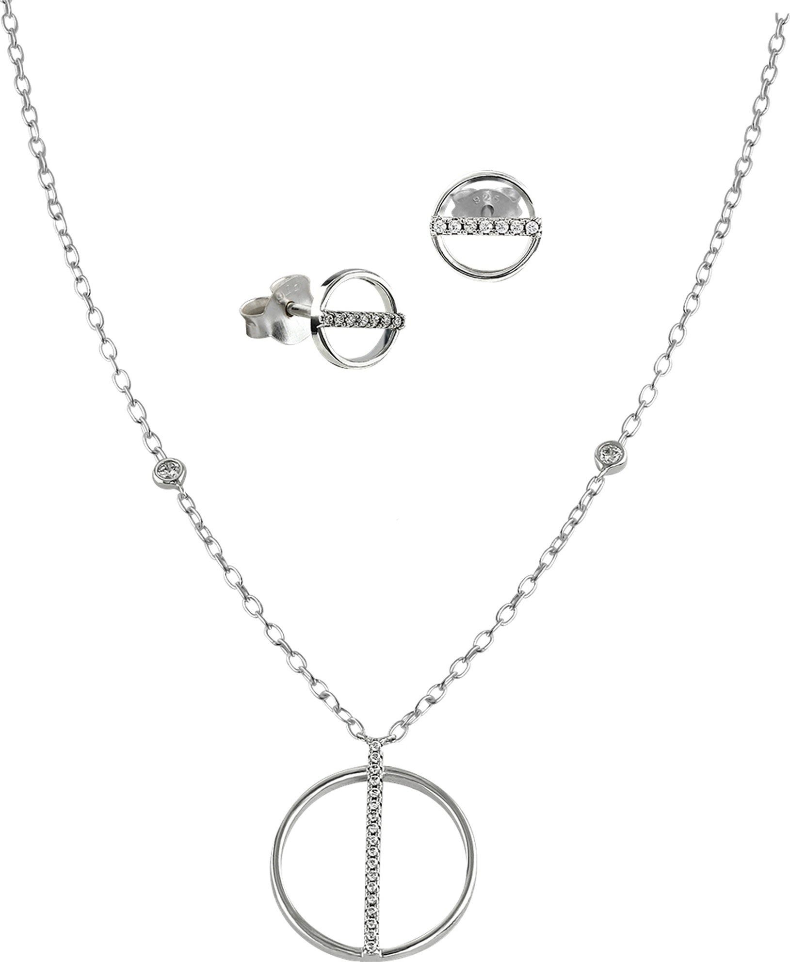 SilberDream Schmuckset SilberDream Set Kette+Ohrringe Silber (2-tlg., Schmucksets), Damen Schmucksets aus 925er Sterling Silber, Farbe: silber, weiß