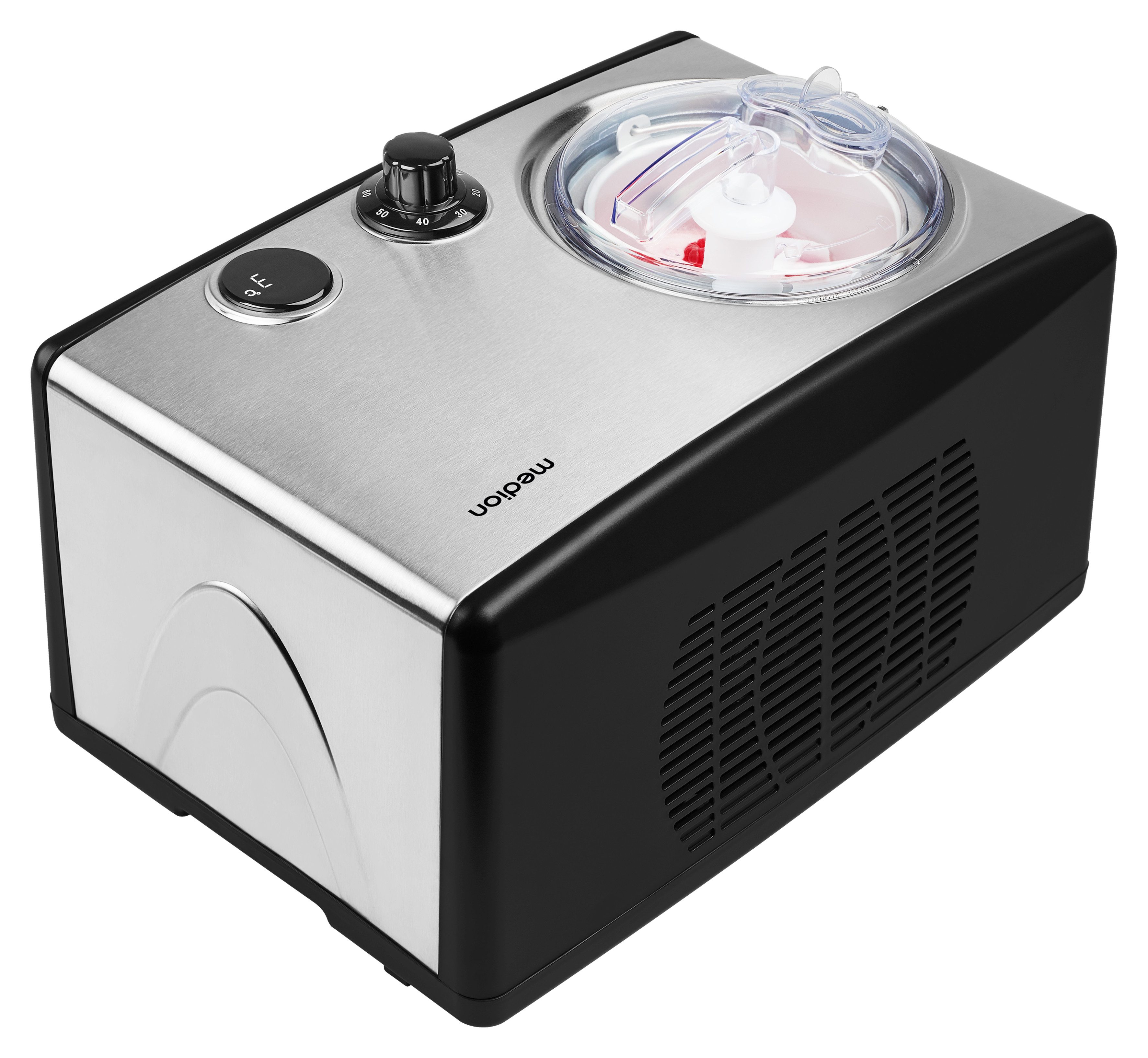 Medion® Eismaschine MD 18387, 1,5 L Kapazität (800 ml Füllmenge), integrierter Kompressor, 1,5 l, 150 W, geeignet für die Zubereitung von Eiscreme, Frozen Yoghurt & Sorbet