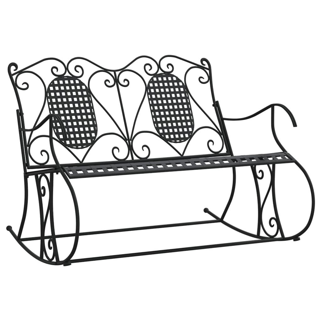 vidaXL Gartenbank 113 x 84 x 94 cm Schaukelbank 2-Sitzer 113 cm Schwarz Stahl