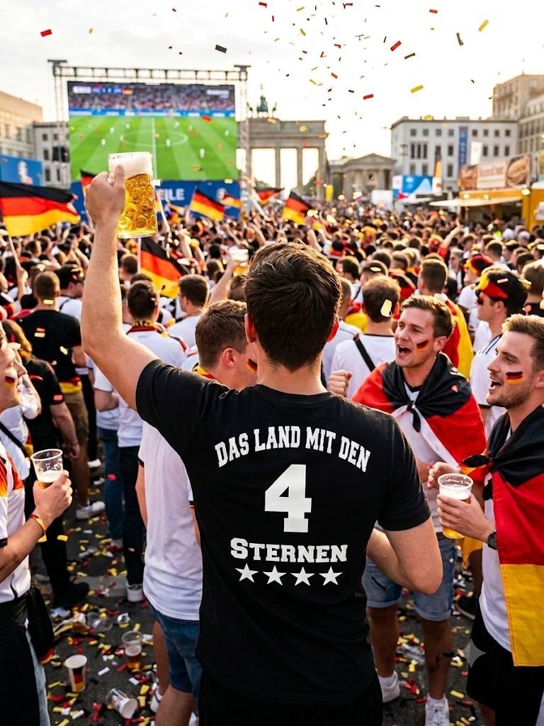 coole-fun-t-shirts Print-Shirt Deutschland Fan T-Shirt 4 Sterne WM Fußball Adler Schwarz Herren Fussball T-Shirt Deutschland Herren S - 5XL