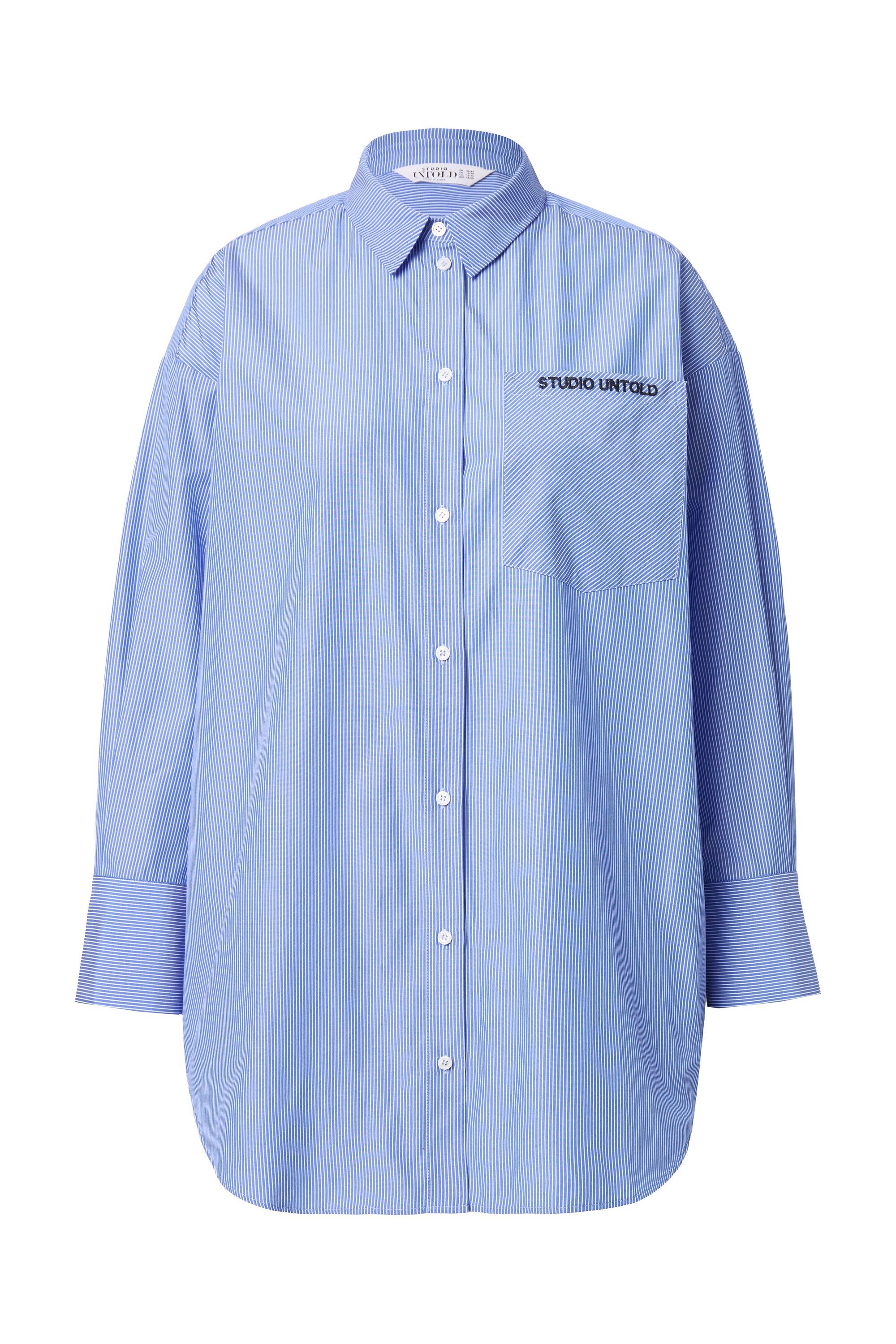 Studio Untold Hemdbluse Hemdbluse oversized Streifen bestickte Tasche günstig online kaufen