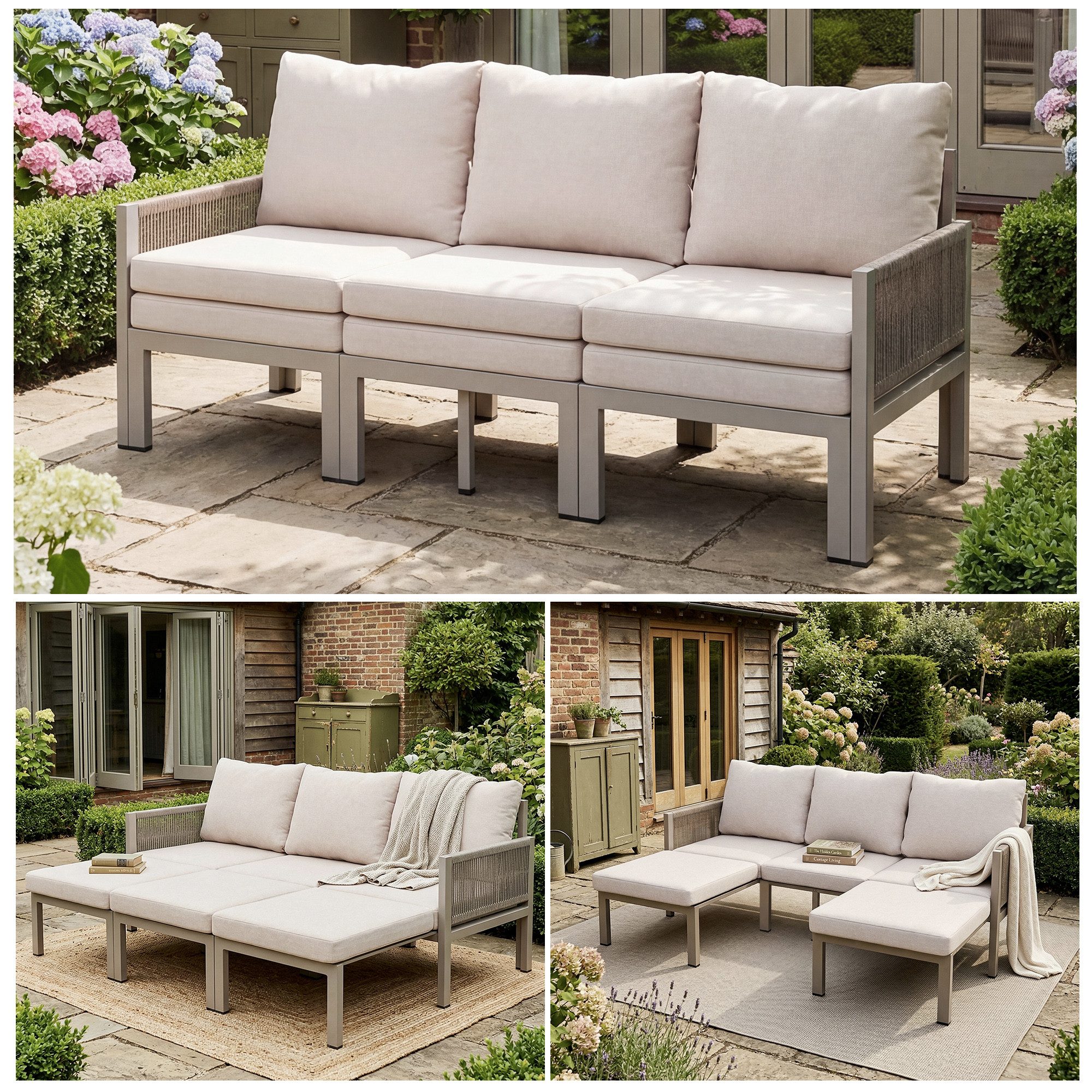 BlingBin Gartensofa Gartenmöbel-Set, Loungesofa, Gartenlounge-Set 1 Teile, Multifunktionales Sofa, lässt sich in einen Liegesessel verwandeln