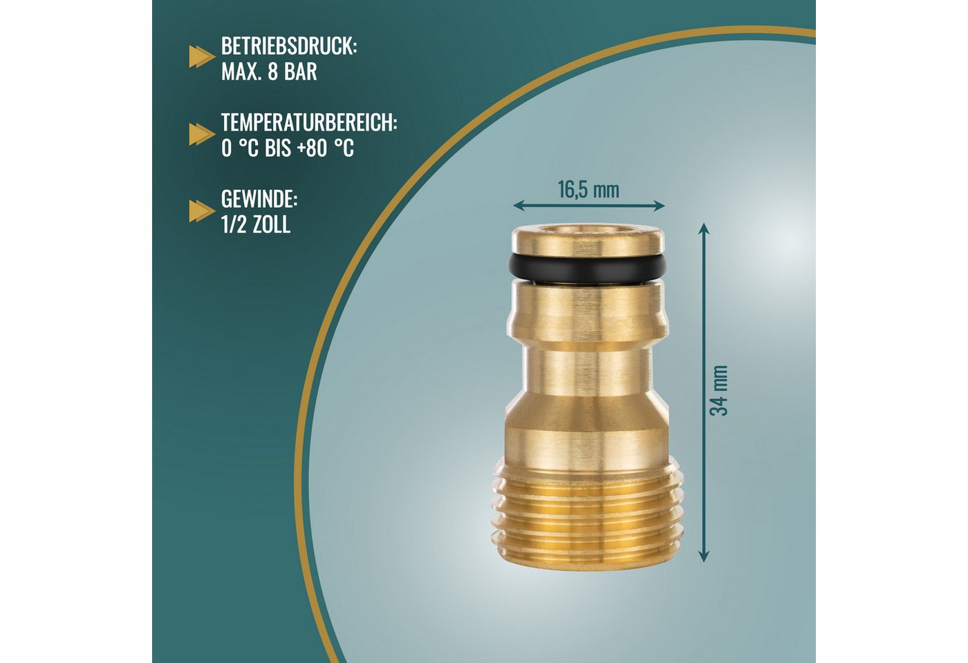 Thumbnail - Poppstar Anschlussstück Wasserhahn-Schlauchadapter mit Außengewinde und Steckkupplung, (1-tlg., für Gartenschlauch), Gew...