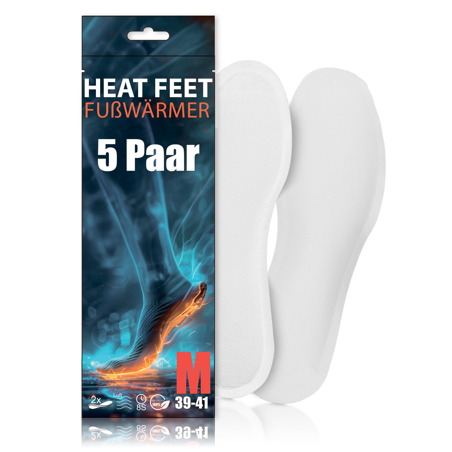 HEAT FEET Fußwärmer Wärmesohlen (24 Paar) – bis zu 8h Wärme, Einheitsgröße, Set 5-tlg., Fußwärmer, Bis zu 8h Wärmedauer - bis zu 50°C im Schuh
