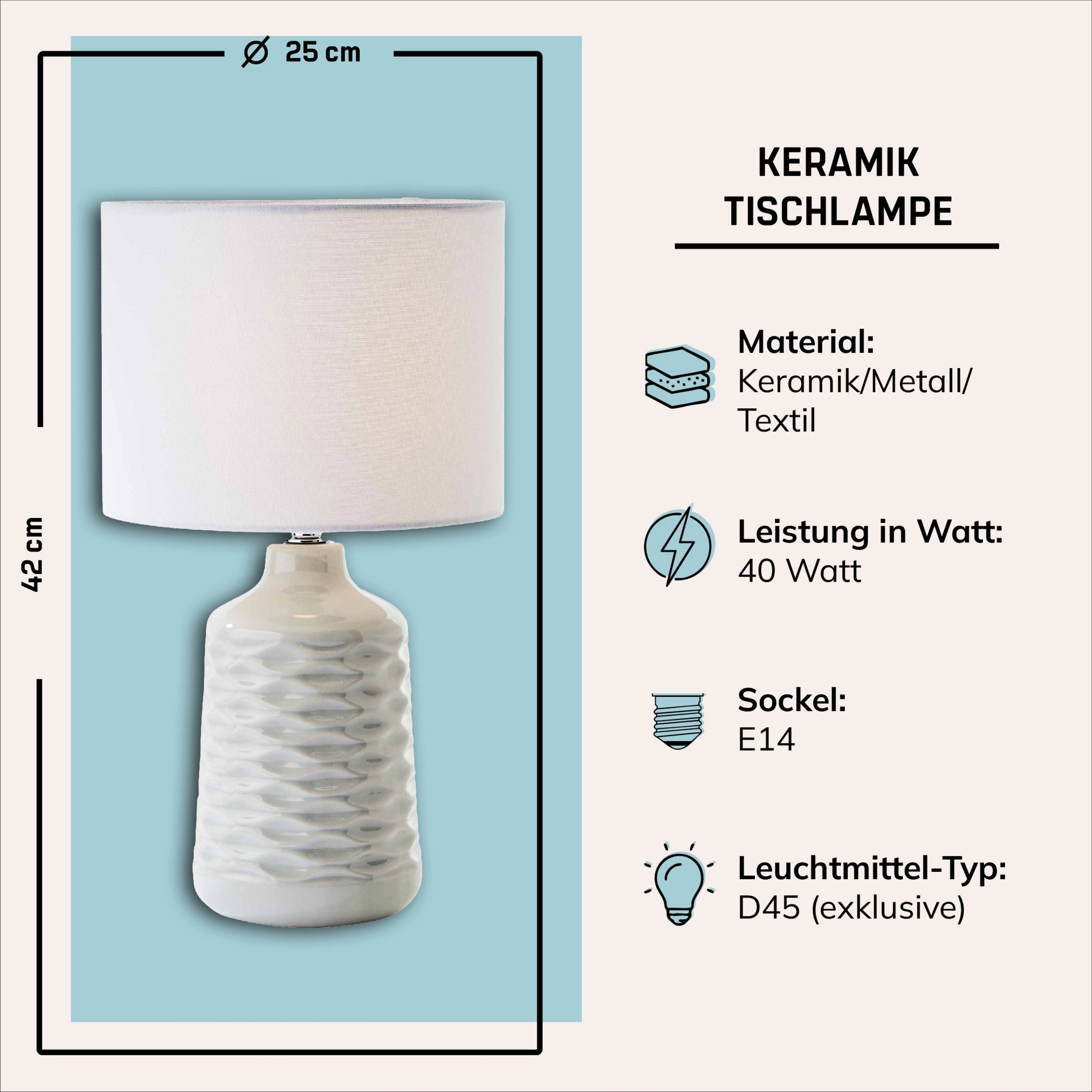 Lightbox Tischleuchte, ohne Leuchtmittel, graue Keramik günstig online kaufen
