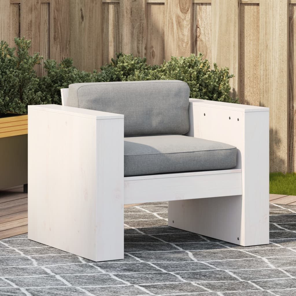 vidaXL Gartenstuhl Gartensessel Gartenstuhl Holzstuhl Loungesessel Weiß 79x60x62 cm Massi