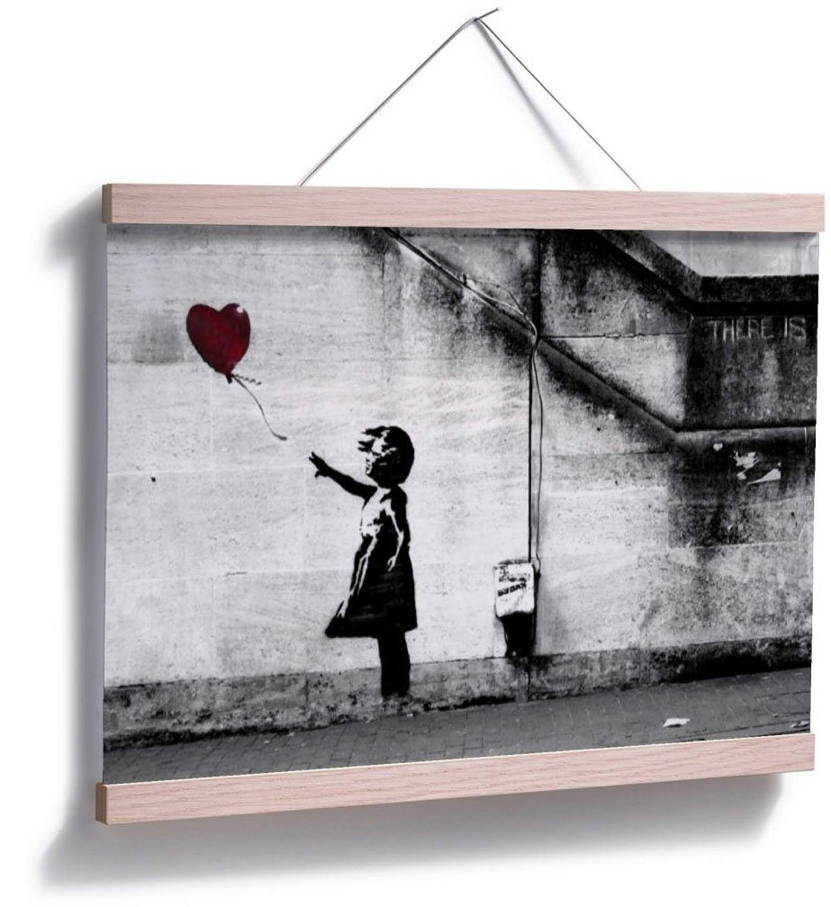 Wandposter Poster with Poster, Bild, Menschen Graffiti balloon, (1 Girl Wandbild, Wall-Art St), Bilder