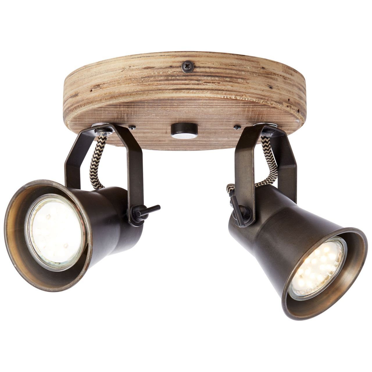 schwarz Lampe PAR51, GU10 2flg Brilliant 2x hell stahl/holz Deckenleuchte Seed, Seed Spotrondell