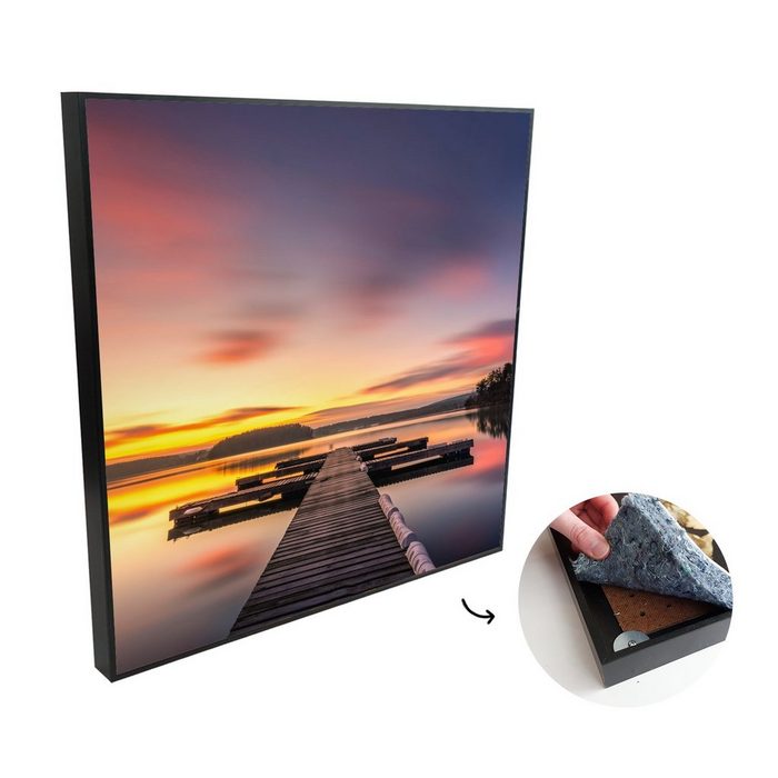 MuchoWow Akustikplatte Steg - Sonnenuntergang - Wasser - Meer - Spiegelung (1-St) Wandverkleidung gegen Akustik Moderne Gemälden Bild Malerei