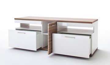 MCA furniture Wohnwand Wohnwand Wohnkombination 1 Luzern, weiß Hochglanz / Sterling Oak, (4-St)