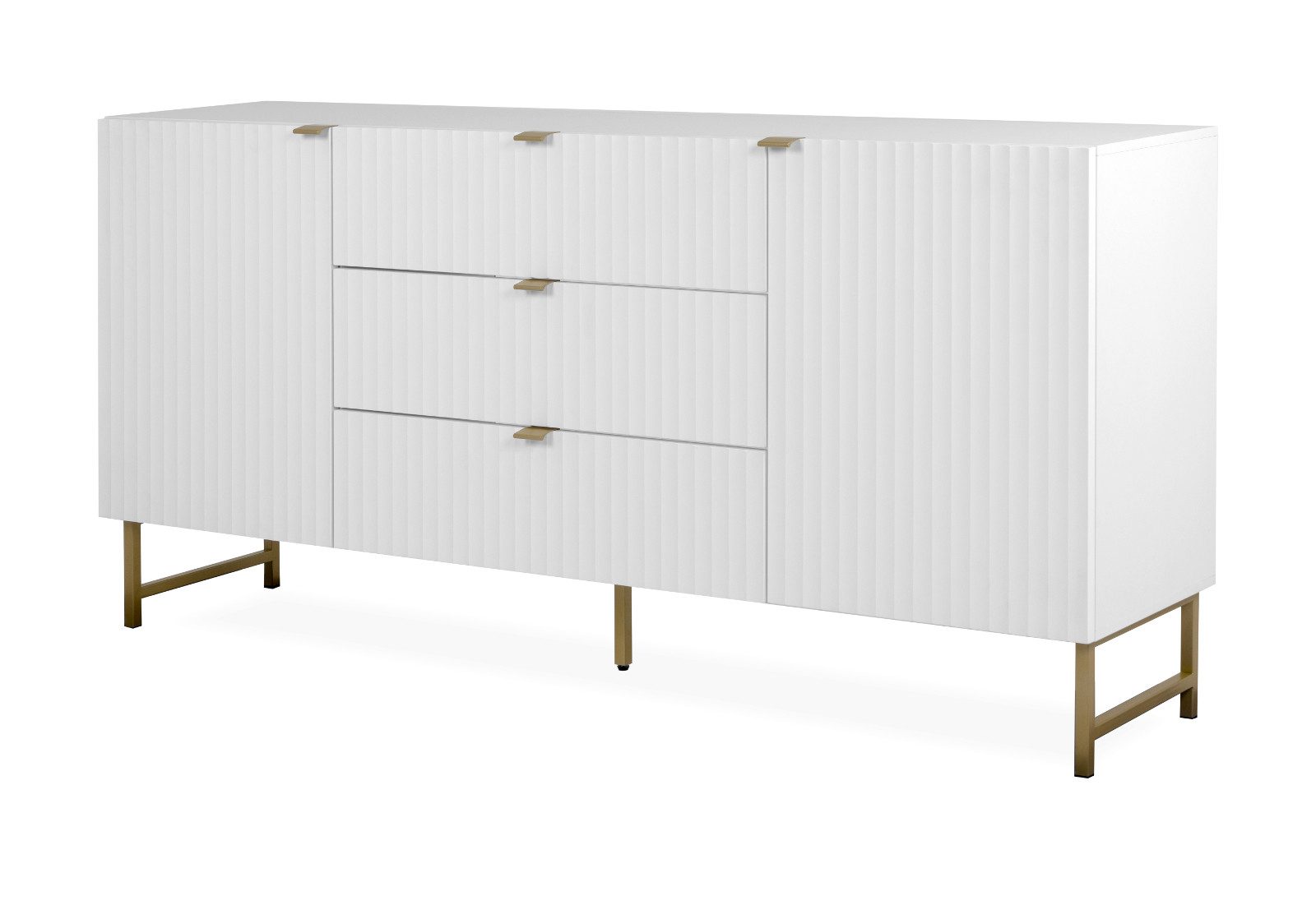 Furn.Design Sideboard Hawick (Anrichte in weiß mit Messing, 180 cm), Mit Soft-Close