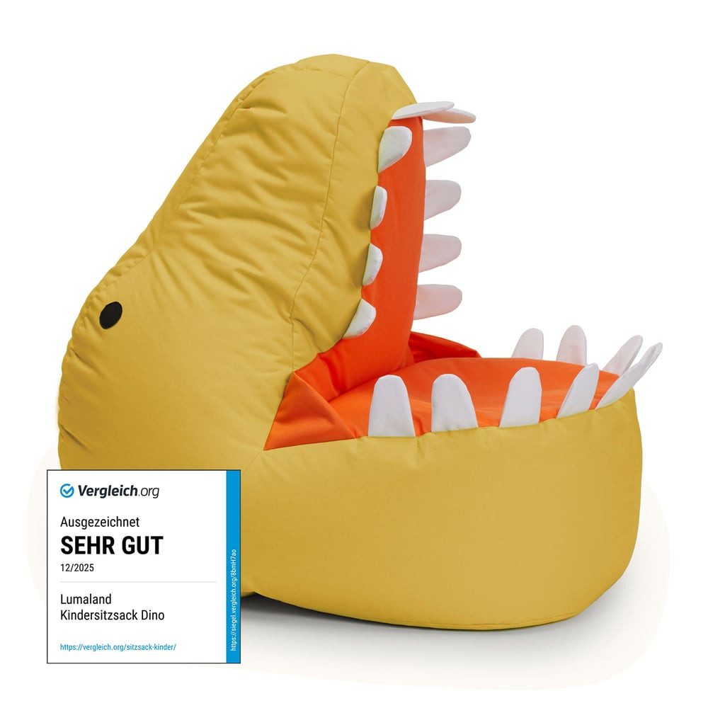 Lumaland Sitzsack Kinder Dino Kissen 90x90x70 cm (1 St), Kuschelsitzkissen, Kinderzimmer, pflegeleicht, Zauberversteck