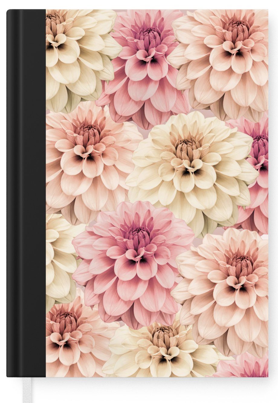 MuchoWow Notizbuch Merkzettel, - Notizheft, - Blumen Haushaltsbuch 98 A5, - Seiten, Weiß Rosa Tagebuch, Journal, Natur