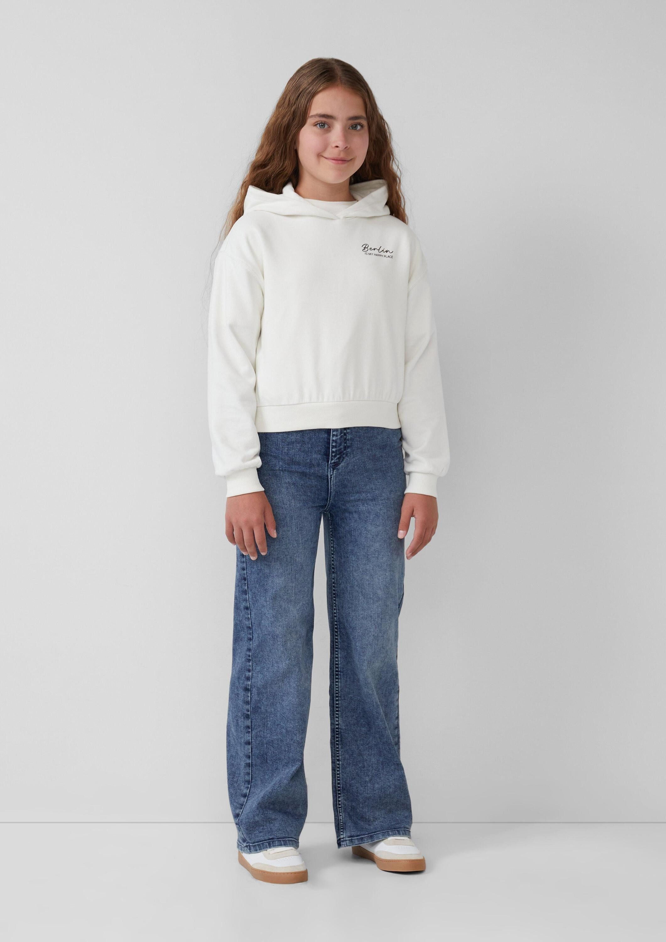 s.Oliver Sweatshirt Sweatshirt Cropped Kapuzensweater im Oversize-Shape mit Rückenprint