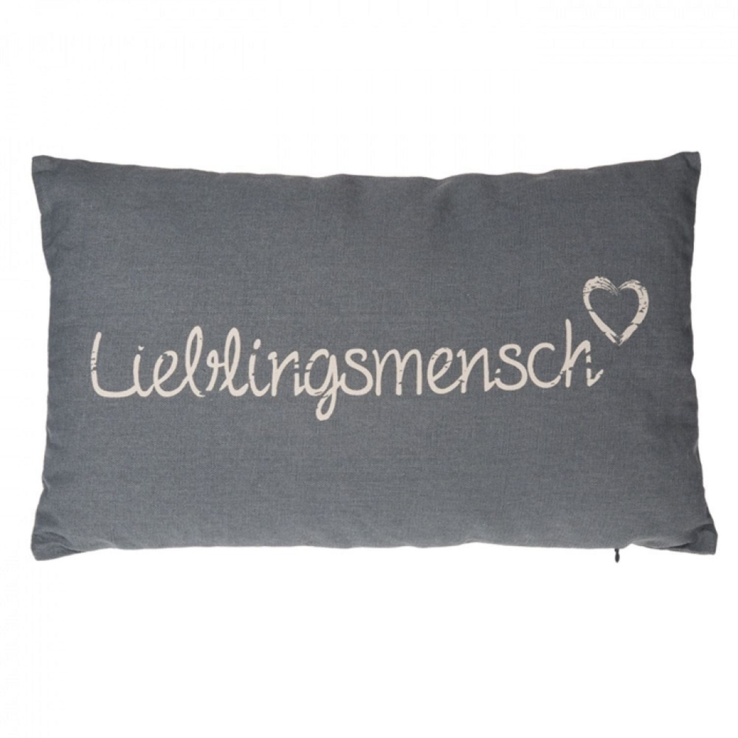 Dekokissen Graues Deko-Kissen, Lieblingsmensch