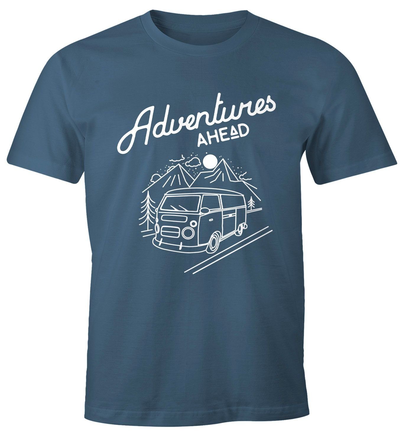 MoonWorks Print-Shirt Herren T-Shirt Bus Retro Abenteuer Adventures Ahead m günstig online kaufen