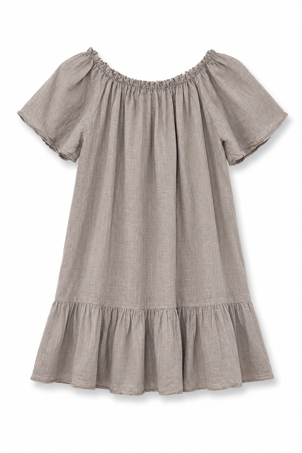 ITALY VIBES Sommerkleid - Off-Shoulder-Minikleid - kurzes Baumwollkleid mit Volant ONE SIZE - passend von Größe XS bis L