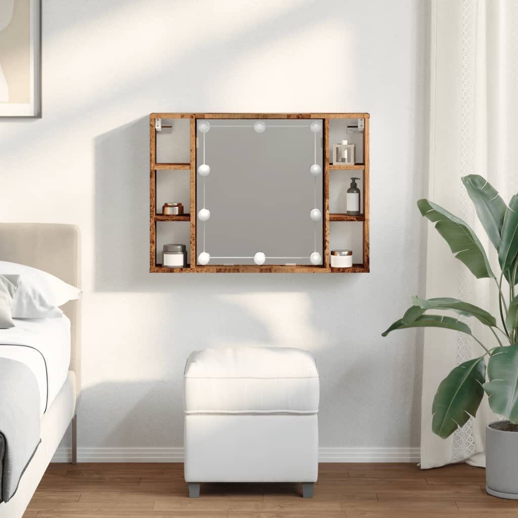 vidaXL Spiegelschrank Spiegelschrank mit LED-Leuchten Altholz-Optik günstig online kaufen