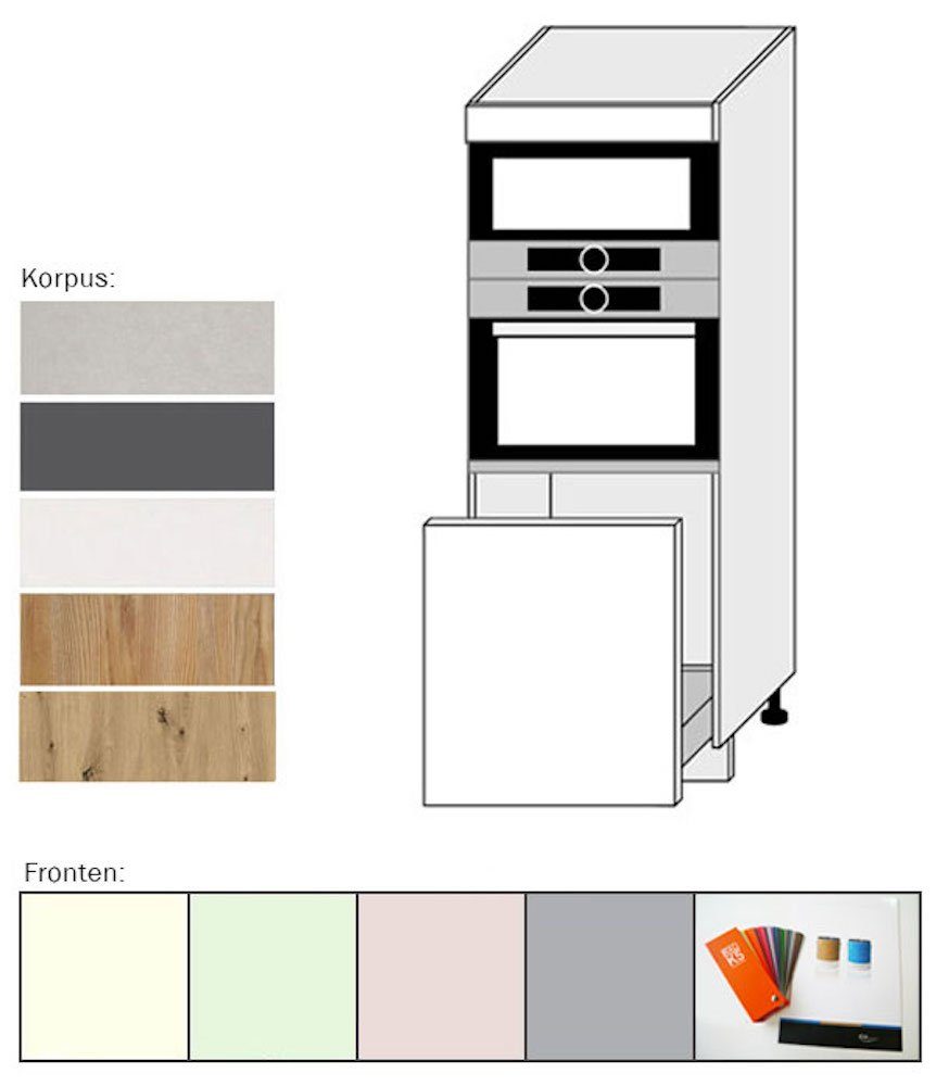 Feldmann-Wohnen Hochschrank Pescara (Pescara) 0241 mit und Grigio Schublade azzurro Front- 1 (Teilauszug) Korpusfarbe scuro 60cm wählbar