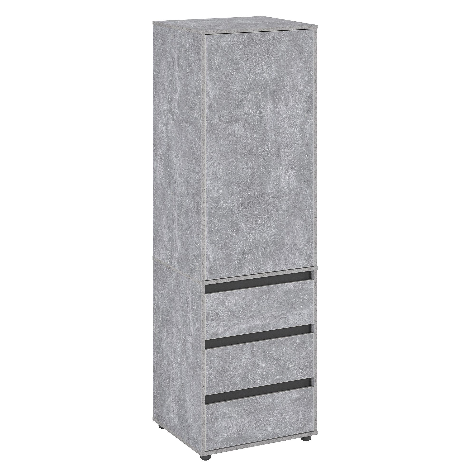 KOMTO Garderobenschrank CUBE 60-90 cm Mit Fächern Schubladen Kleiderschrank Schrank Mehrzweckschrank mit Türig & Schubladen Garderobenschrank Flur 192 cm