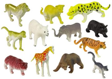 LEAN Toys Spielfigur Figurenset Groß Wildtiere Safari Zubehör Afrika Set Nilpferd Hirsch