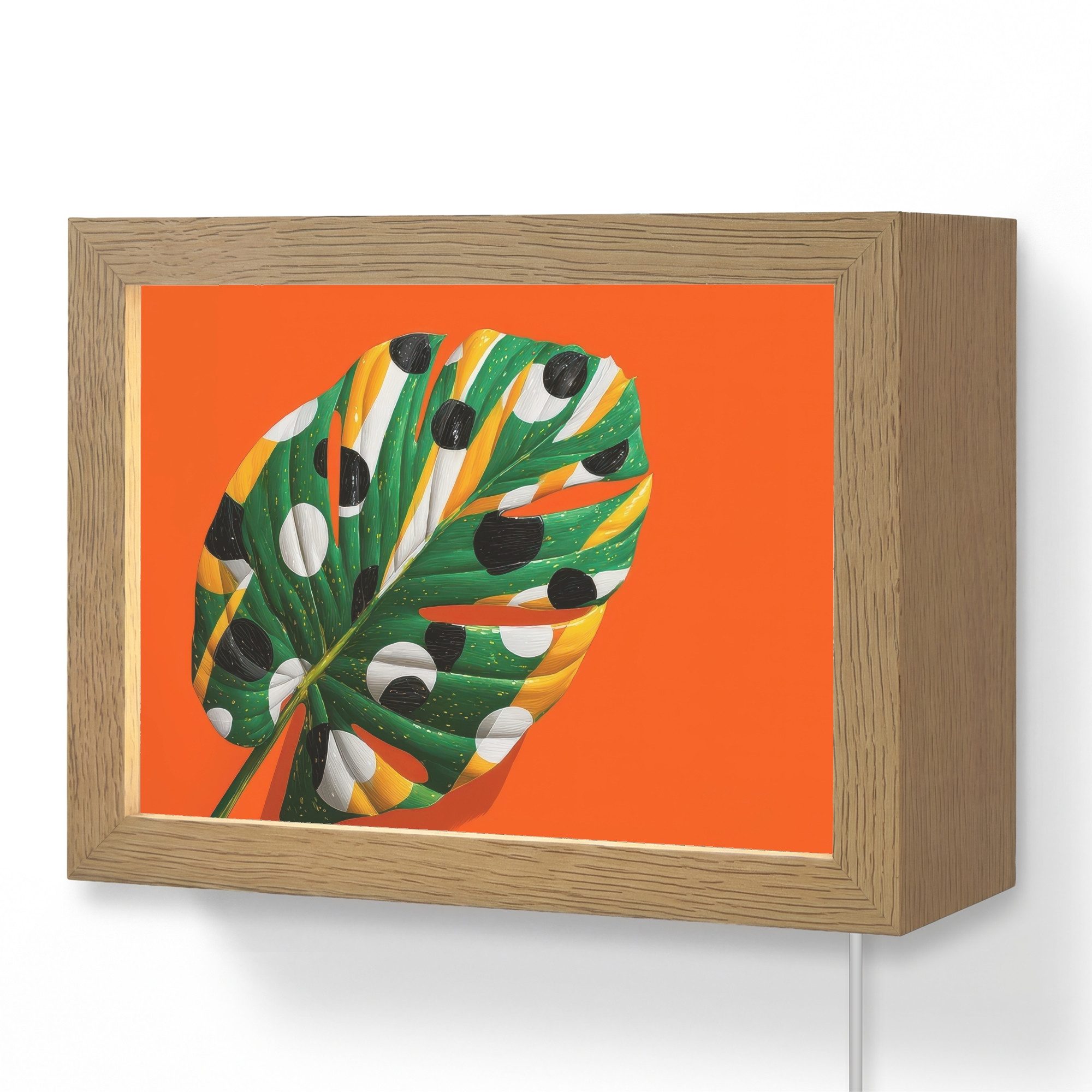 OnlyWow Wandleuchte Lightbox Blatt - Orange - Punkte - Bunt, Dimmbar, Farbwechsel, LED, Warmweiß, Kaltweiß, Neutralweiß Einstellbar, Wandlampe Innen, Dimmbar, mit Kabel, LED, Modern, Flur