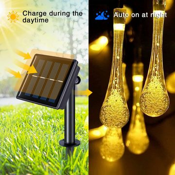 Alster Herz LED Solarleuchte Solar Lichterkette Wassertropfen Form, Außen Garten, Bunt, H0113, bunt, Beleuchtung für Garten Terrasse Bäume