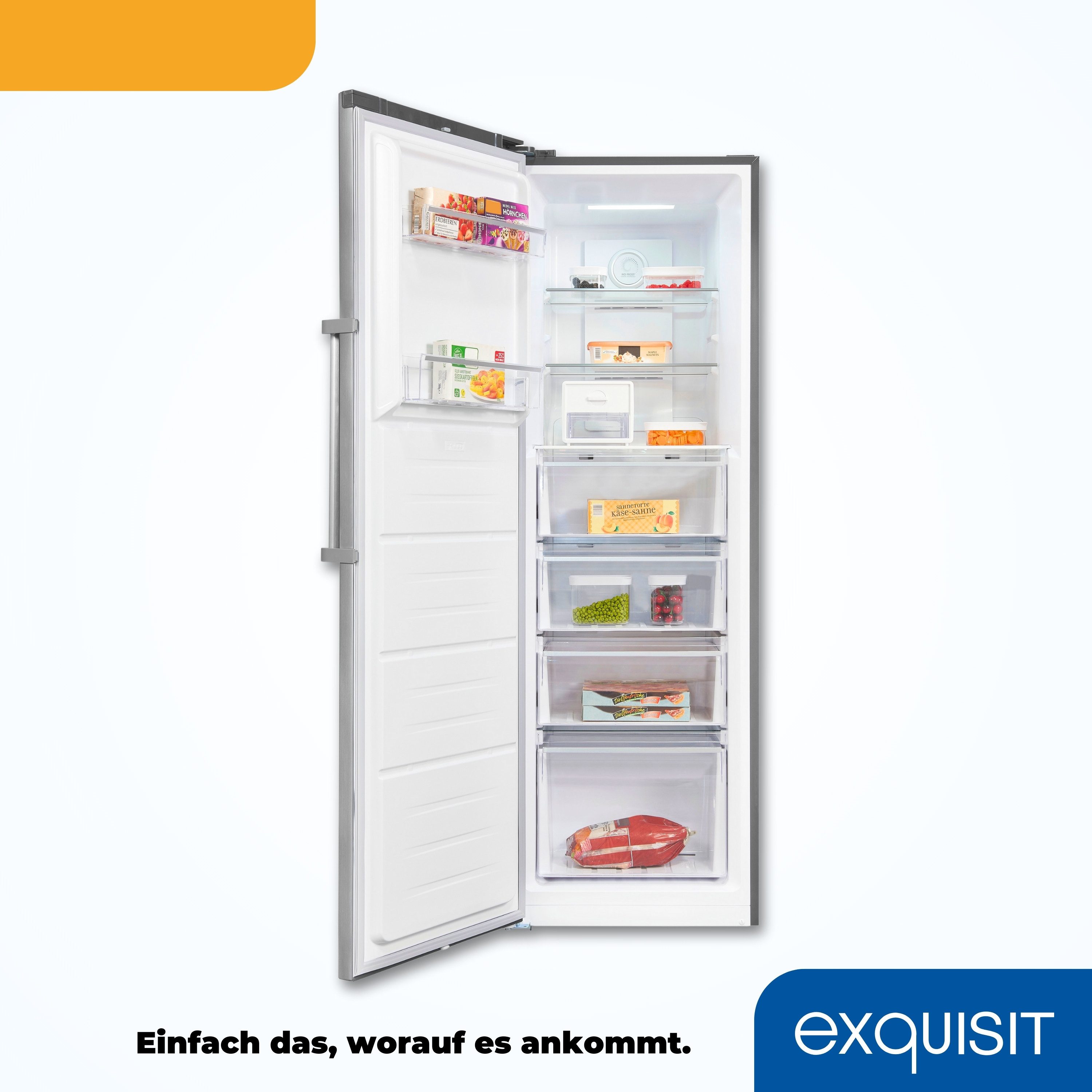 exquisit Gefrierschrank NoFrost GS295-NF-H-040D, 185 cm hoch, 60 cm breit, 4*-Gefrierschrank NoFrost mit LED-Anzeige&Ice-Maker für schnelles Eis – Bild 5 von 5