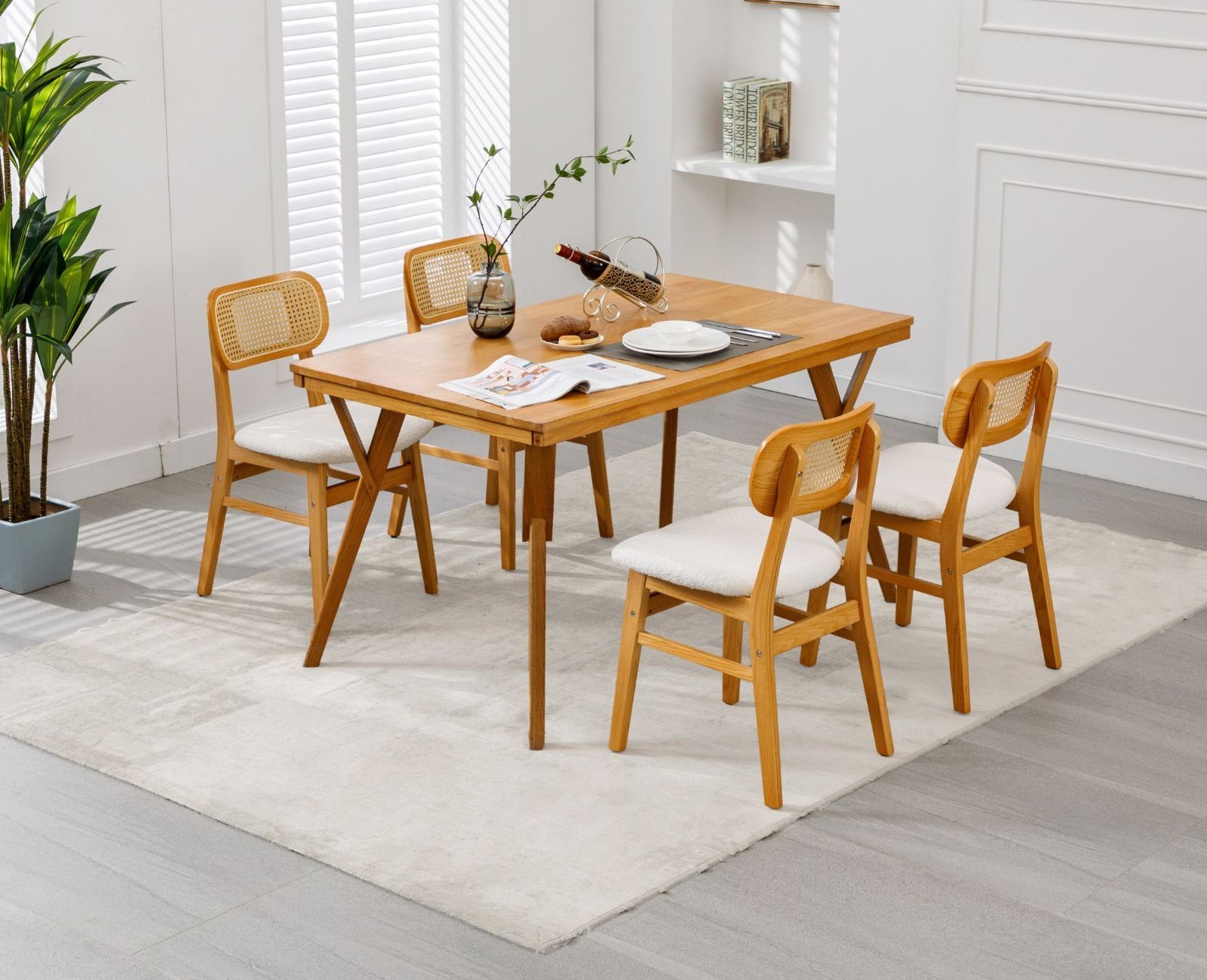 WAHSON OFFICE CHAIRS Esszimmerstuhl Rattansessel 2/4er Set, Küchenstuhl günstig online kaufen