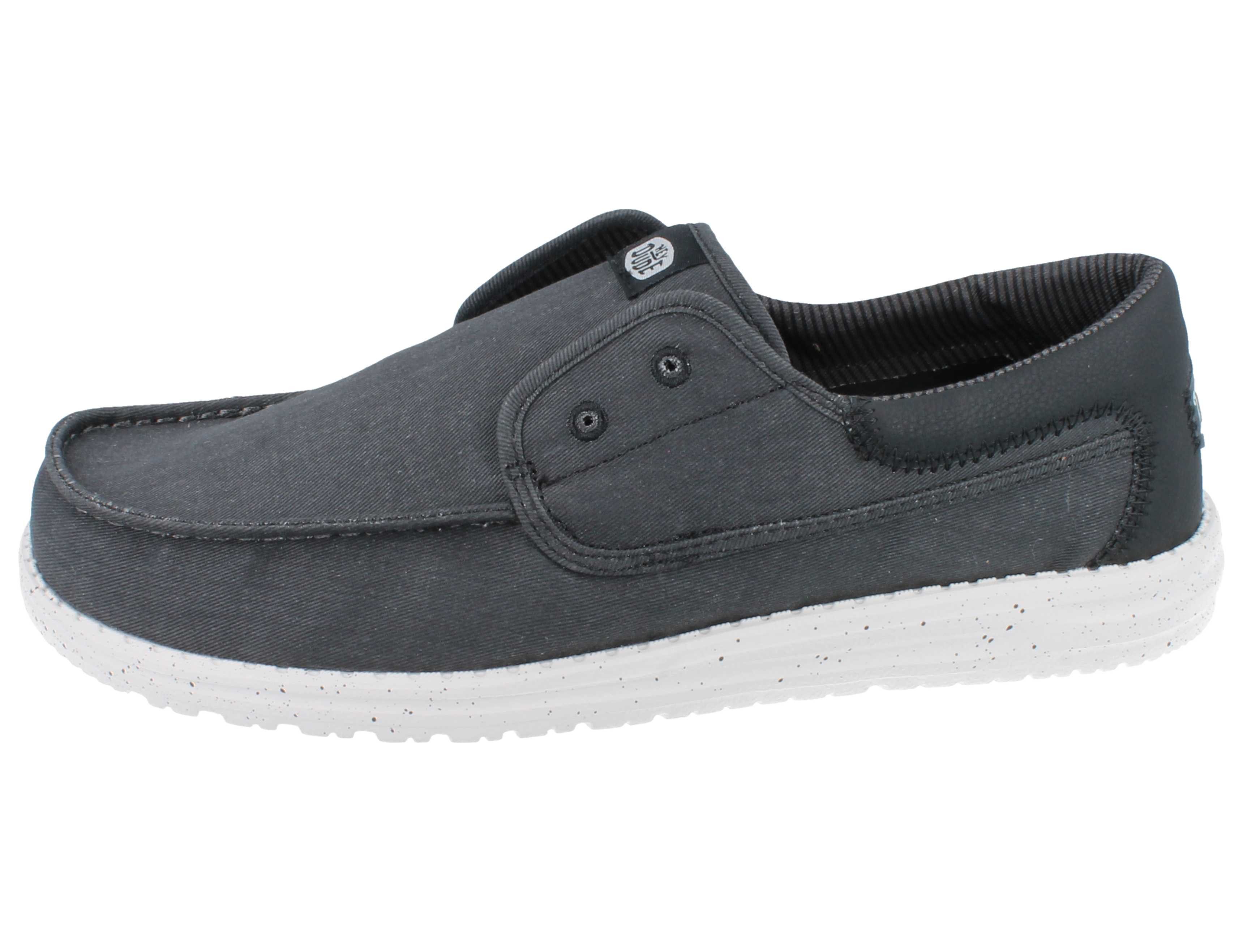 Hey Dude HEY DUDE Wally Stretch CanvasHerren Slipper schwarz weiß Textil - Sandale Wechselfußbett