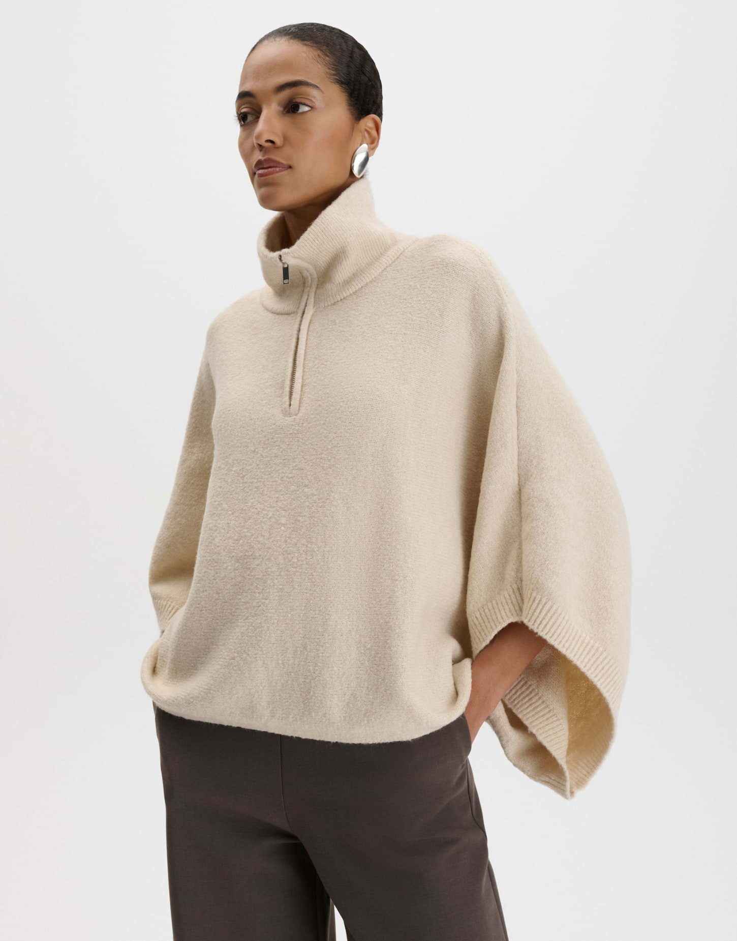 someday Cape Brialo mit Fledermausärmeln Oversize Poncho für lässige Layerings mit Reißverschluss