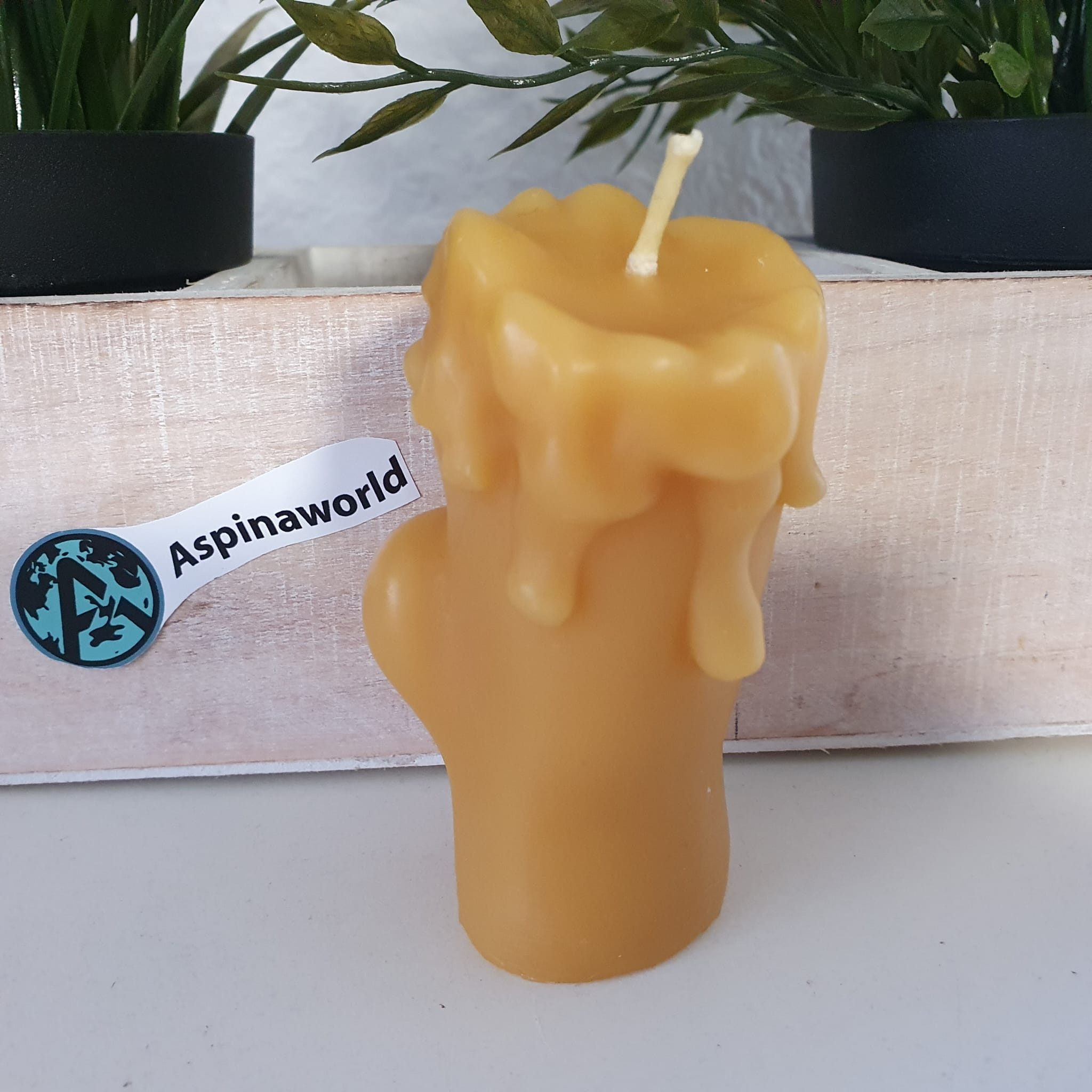 Aspinaworld Bienenwachskerze Gesicht Kerze pfeifend 8 cm – Kerze aus Bienenwachs