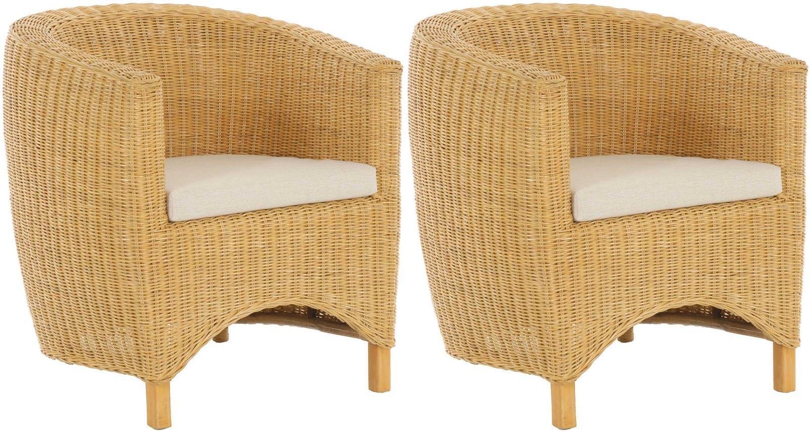 Krines Home Loungesessel Set/2 Rattan-Sessel Club/Wohnzimmersessel Clubsessel/Rattansessel, Lounge