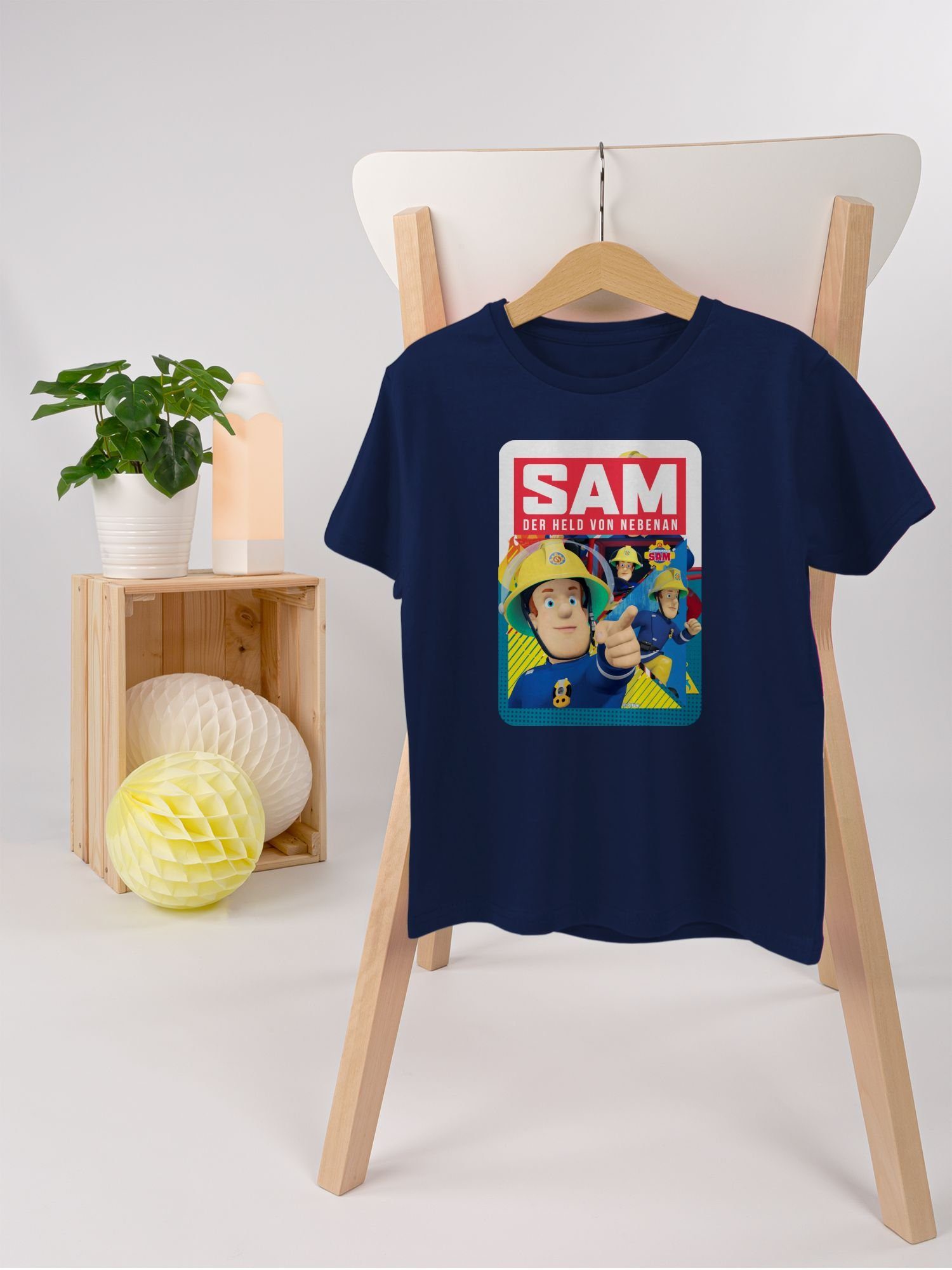 Sam Shirtracer T-Shirt 03 Dunkelblau Held von Jungen nebenan Sam Feuerwehrmann der