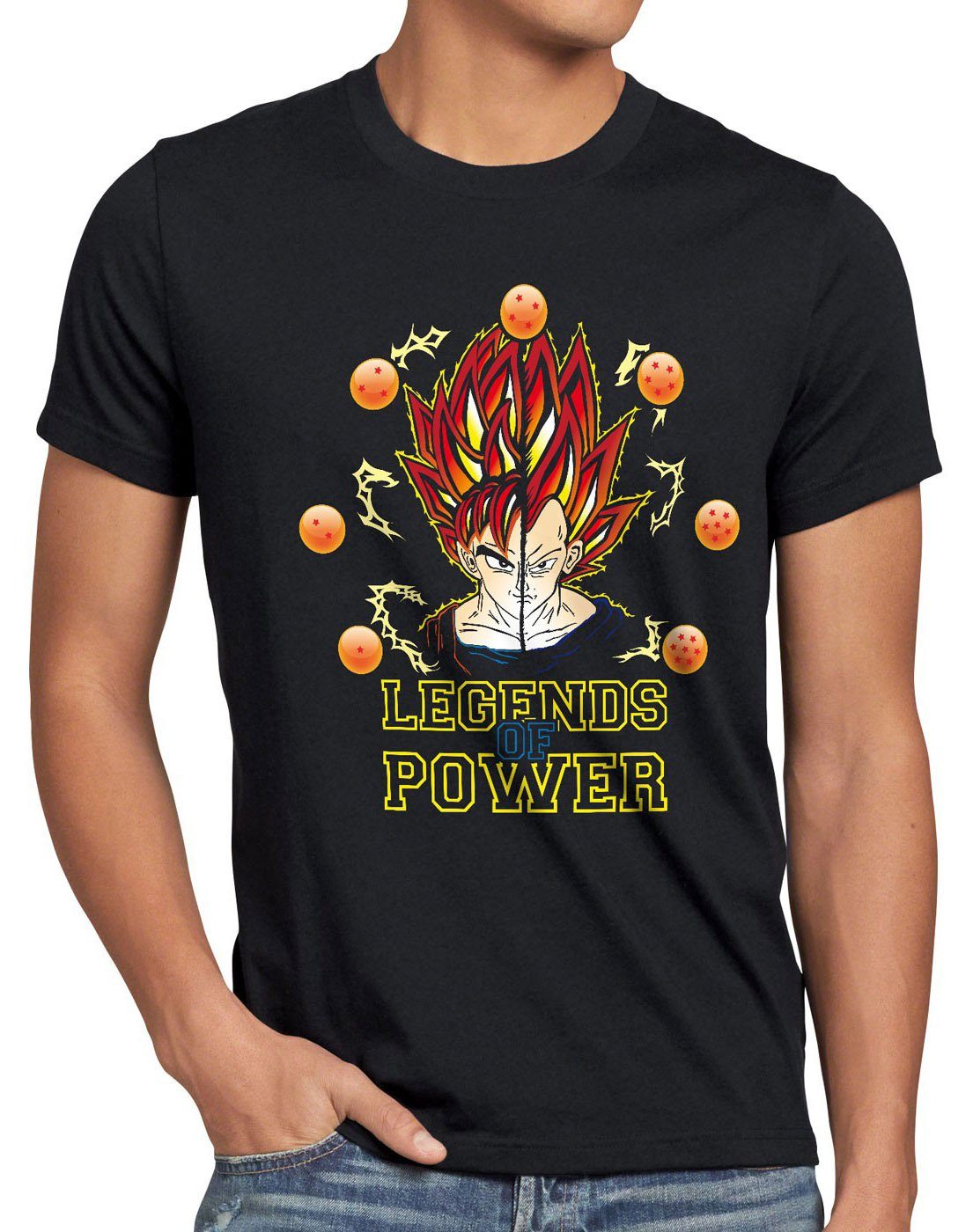 style3 Print-Shirt Herren T-Shirt Legends Power Goku Vegeta dragon fusion ball roshi son saiyajin schwarz