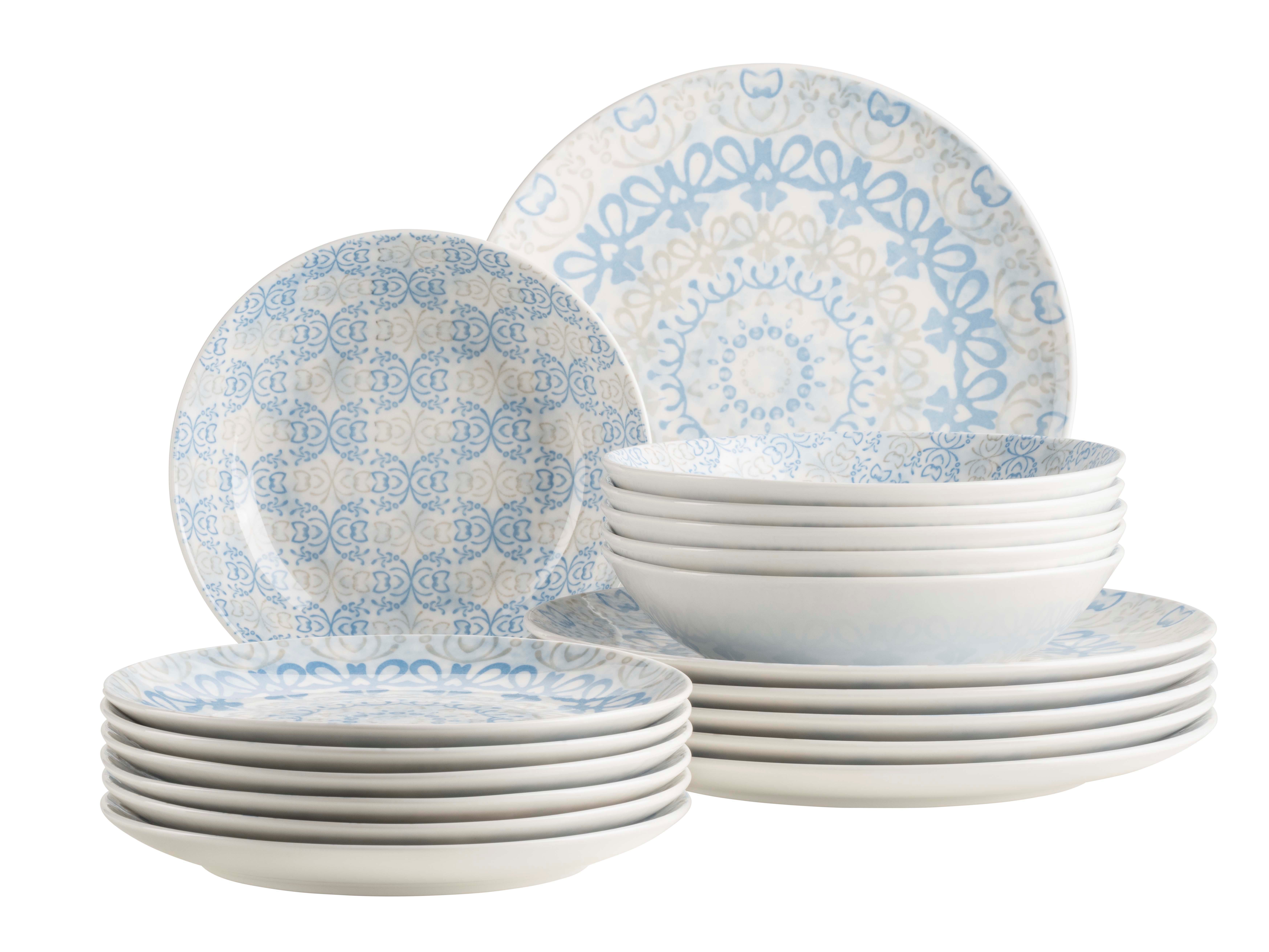 MÄSER Teller-Set Ornea (18-tlg), 6 Personen, Porzellan, Geschirr-Set, Service