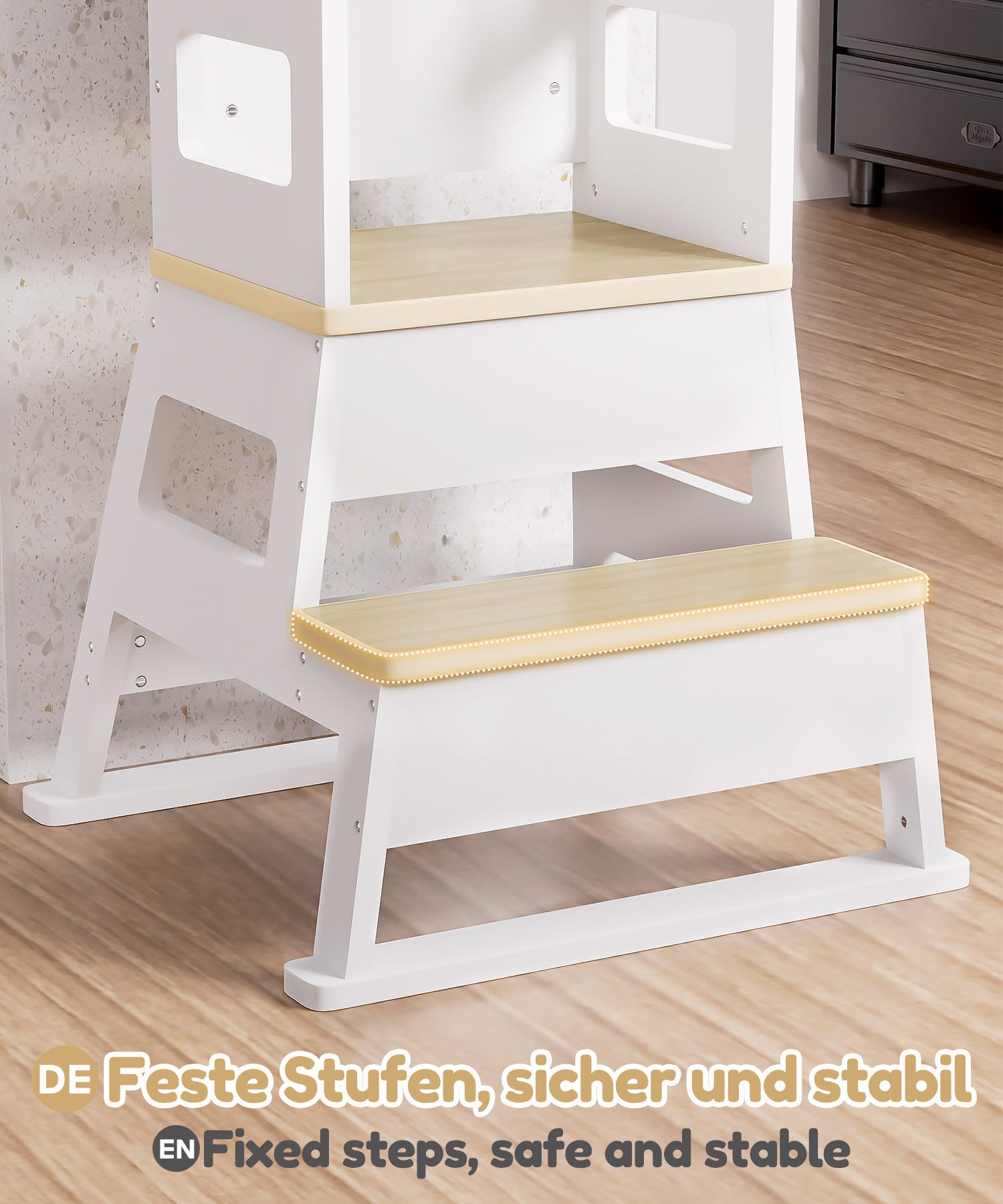 Yorbay Stehhilfe Lernturm mit Tafel & Treppe, 55 x 52,5 x 87 cm – Bild 5 von 5