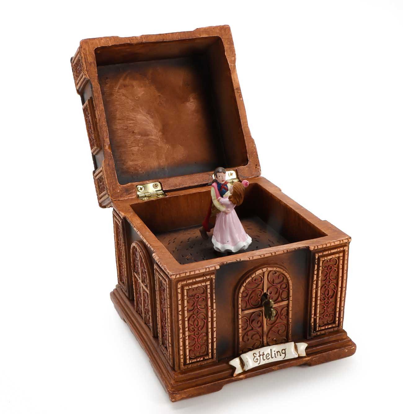LuVille Spieluhr Spieluhr Cinderella im Retro-Design, (rote Schuhe tanzen auf Tanzboden), Aschenputtel und Prinz beim Tanz mit Musik und Rotation