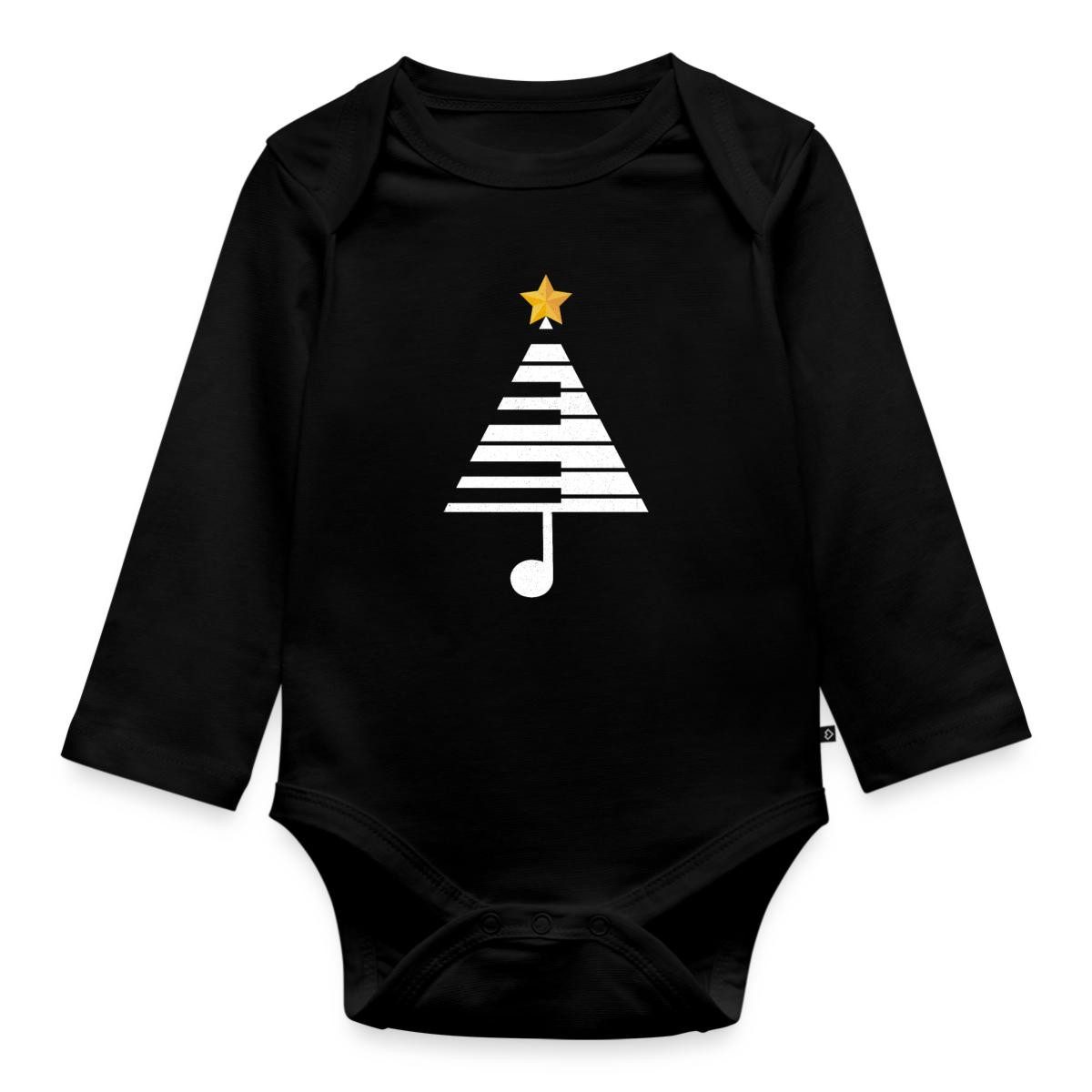 Spreadshirt Langarmbody Musikalischer Weihnachtsbaum Musik Piano Klavier Tages Baby Body Langa (1-tlg)