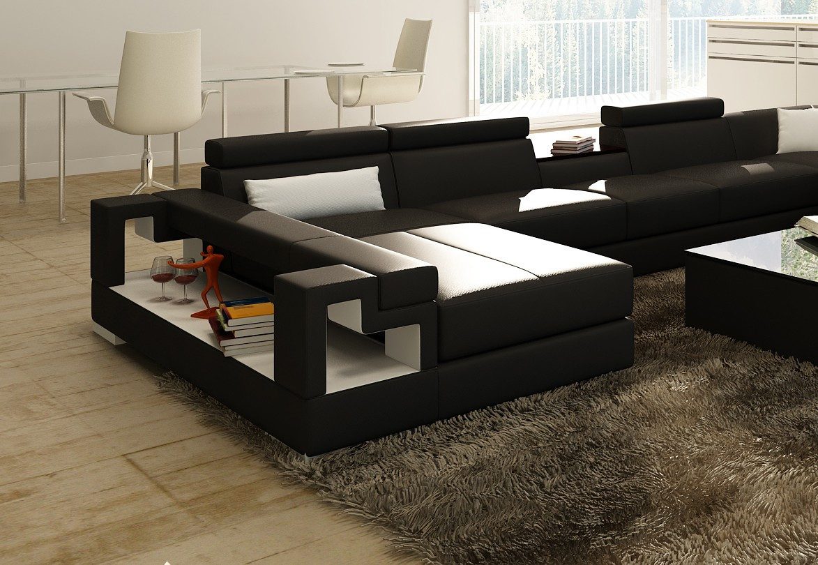 JVmoebel Wohnlandschaft Große Ledercouch Wohnlandschaft Polsterecke Sofa Garnitur, Set, Made in Europa