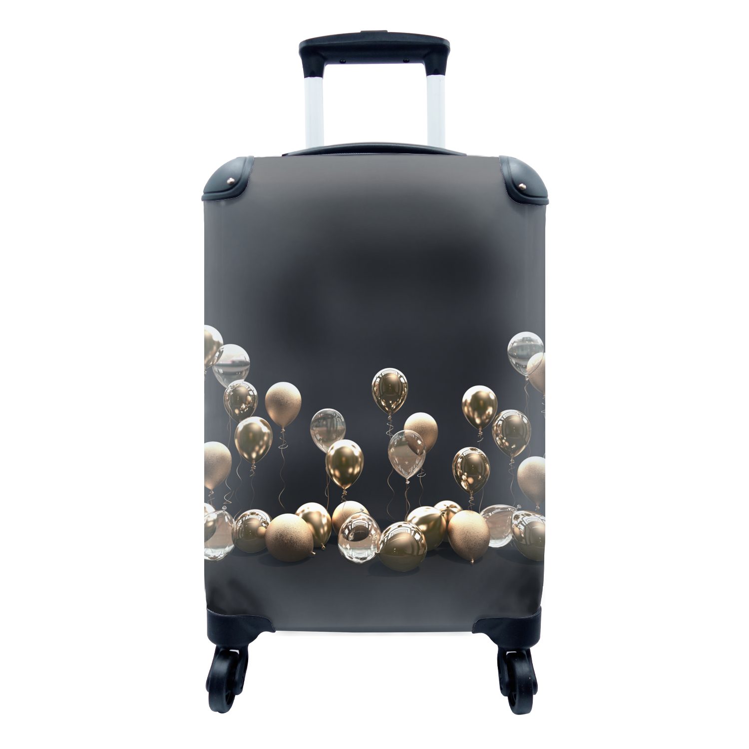 MuchoWow Handgepäckkoffer Luftballons - Gold - Dekoration, 4 Rollen, Reisetasche mit rollen, Handgepäck für Ferien, Trolley, Reisekoffer