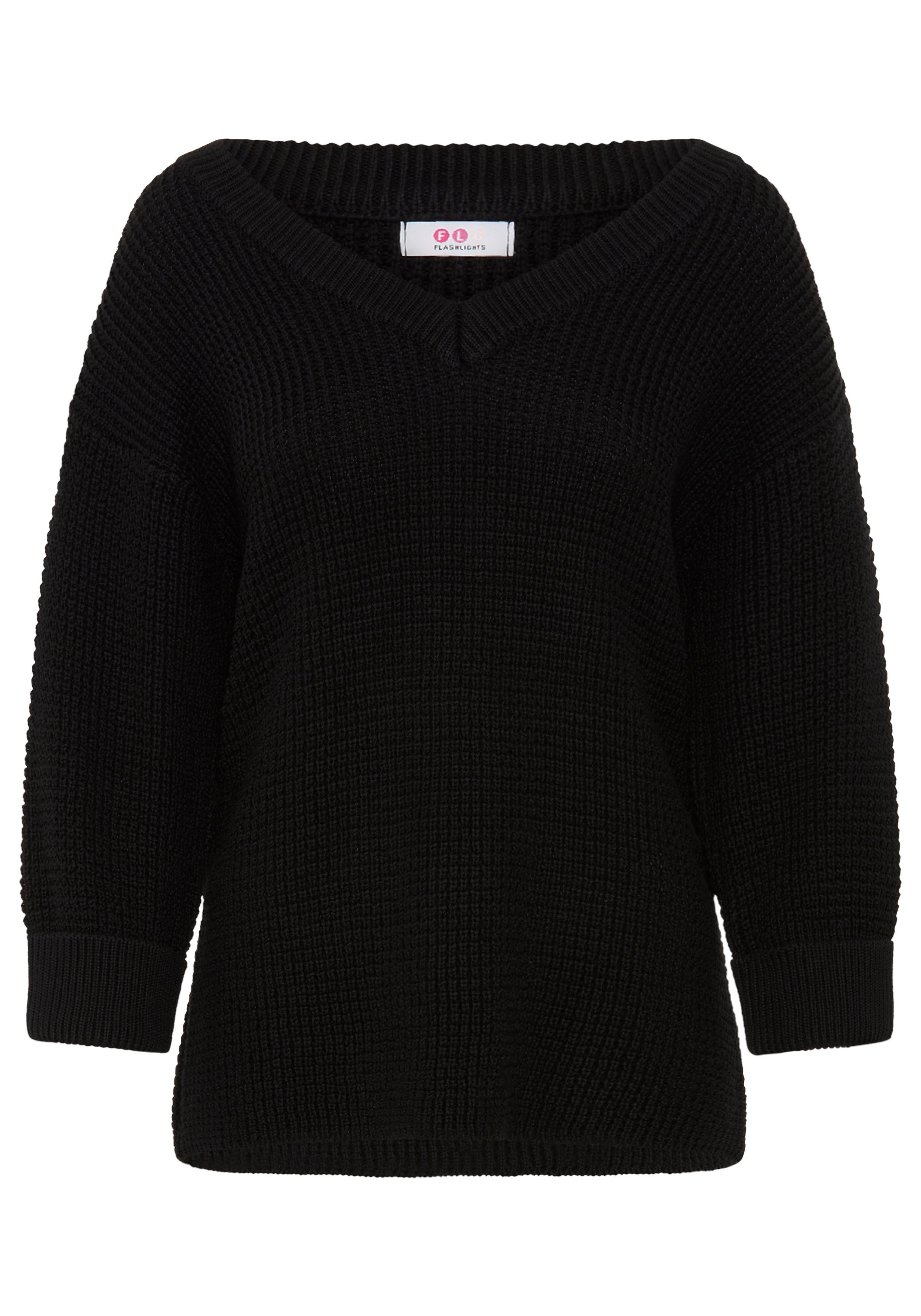 Flashlights V-Ausschnitt-Pullover bequem geschnitten mit 3/4 Ärmeln