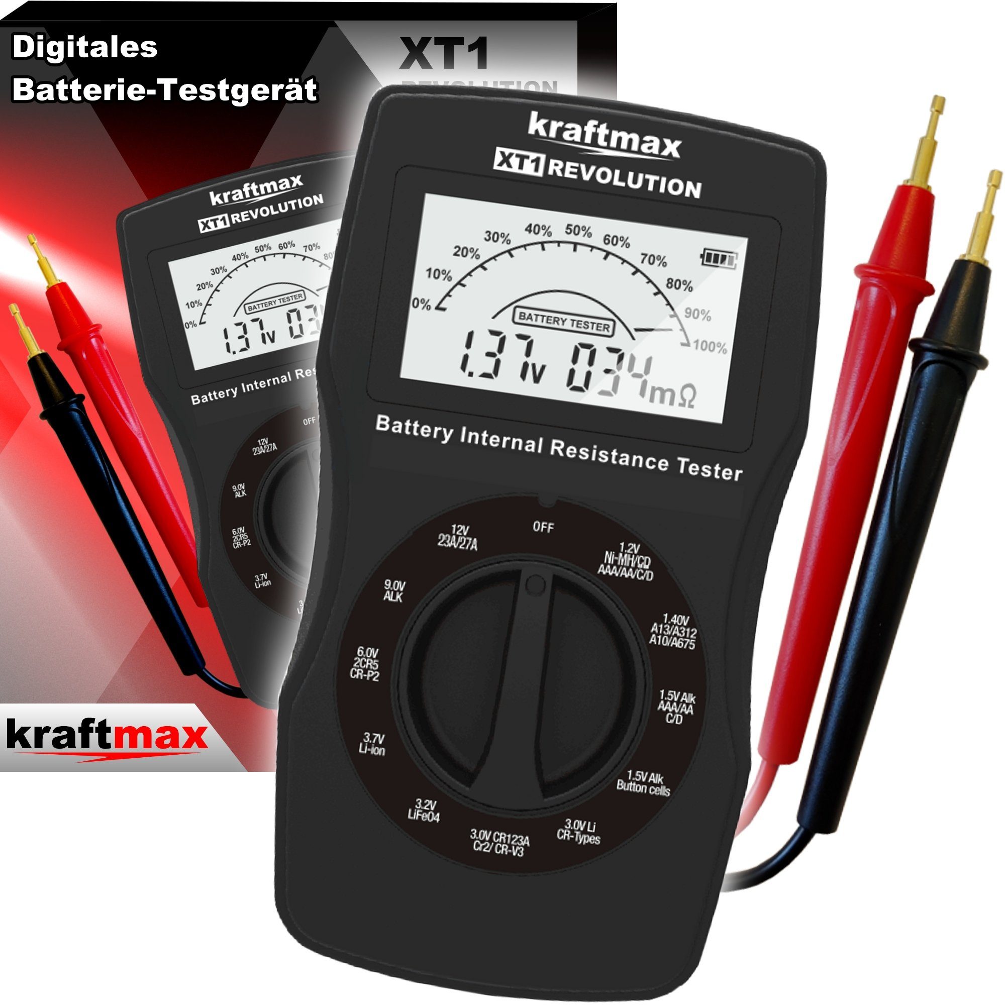 kraftmax Batterietester Batterietester Batterie St) Akku Tester, Profi V2 Revolution XT1 (1