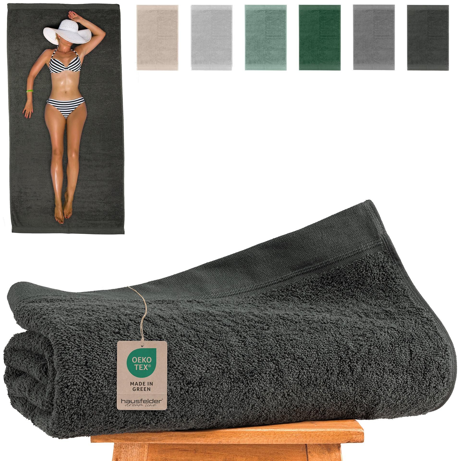 Hausfelder Saunatuch Saunahandtuch XXL groß 100x200cm, Baumwollfrottee (1-St), Mit Aufhängeschlaufen, saugstark