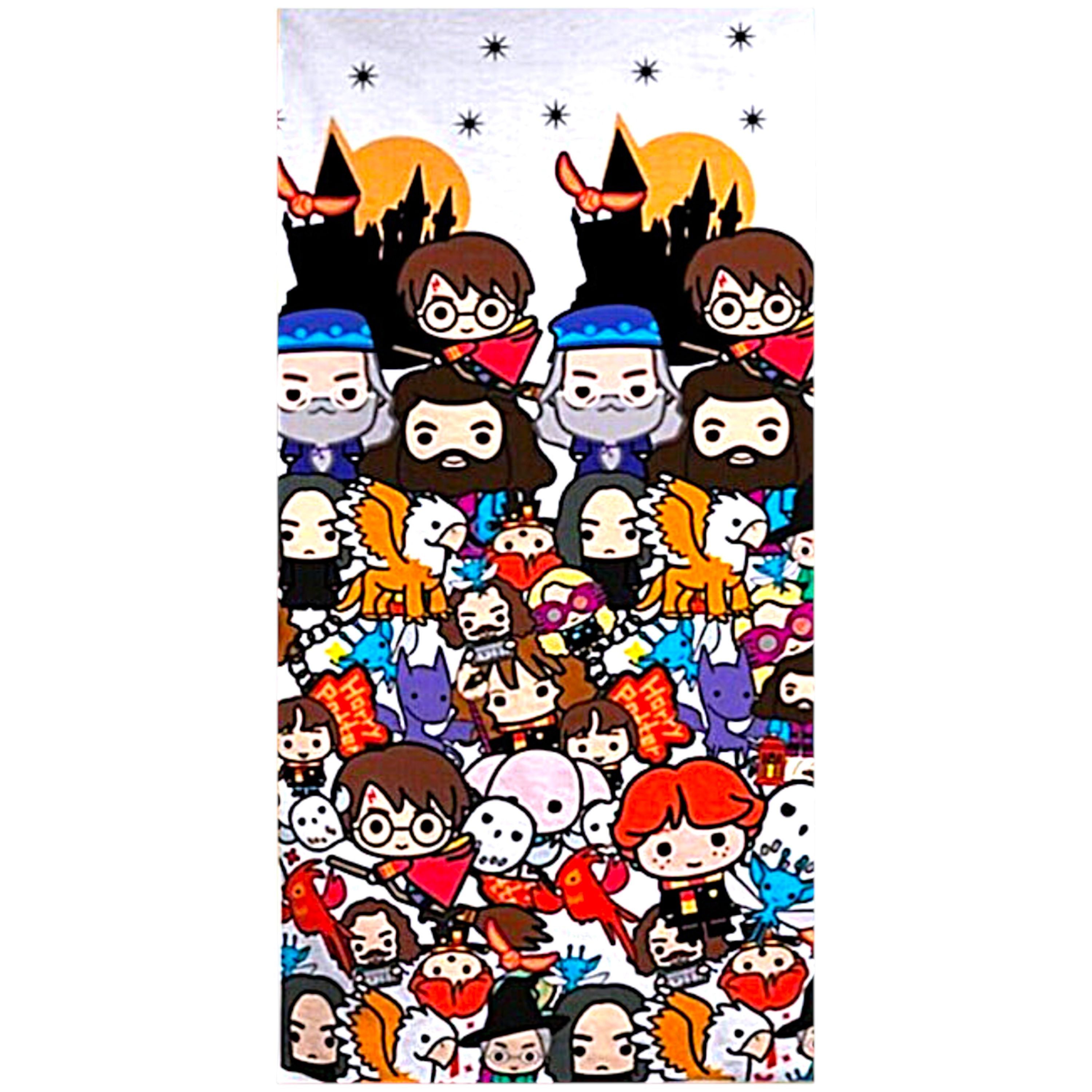 Harry Potter Badetuch, Mikrofaser, im Cartoon Stil - Strandtuch 70 x 140 cm
