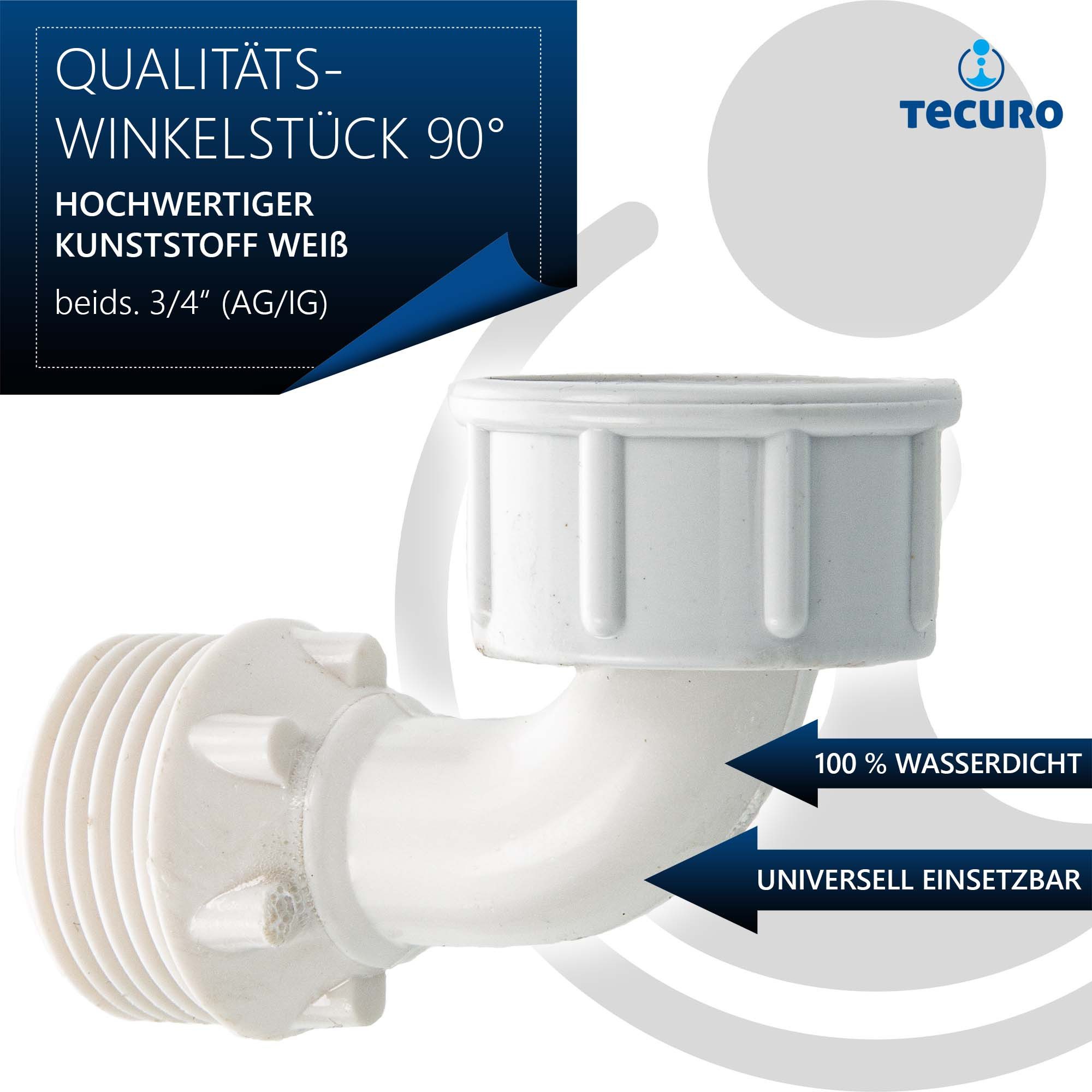 tecuro Gewindefitting Winkelstück 3/4 Zoll AG/IG zur Montage an Zapfhahn/Waschmaschine